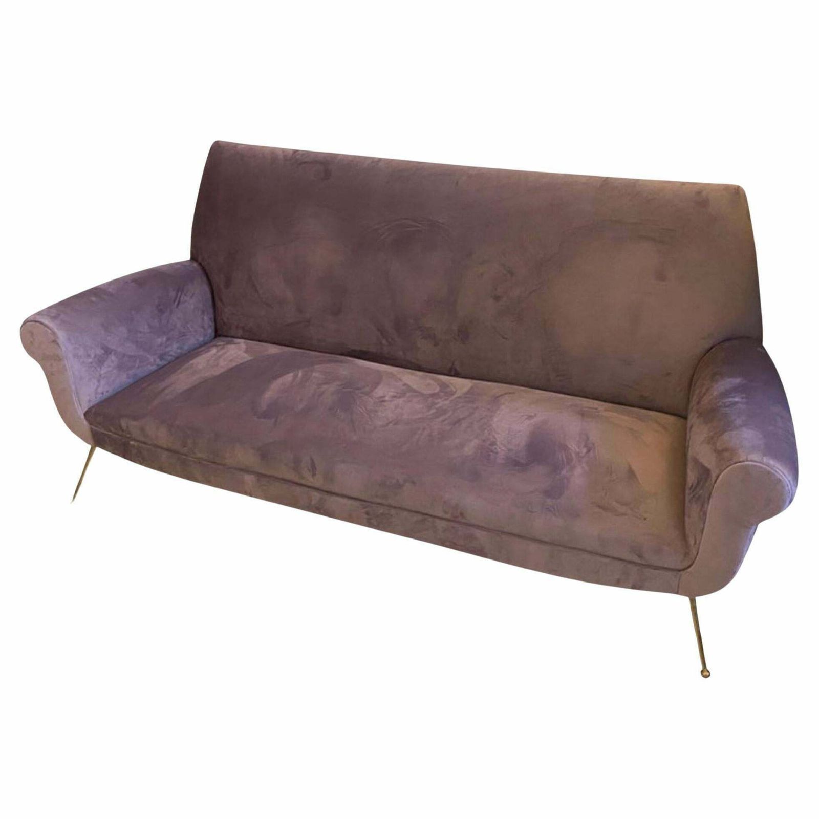 1950s Gigi Radice Style Mid Century Modern Wisteria Velvet Italian Sofa