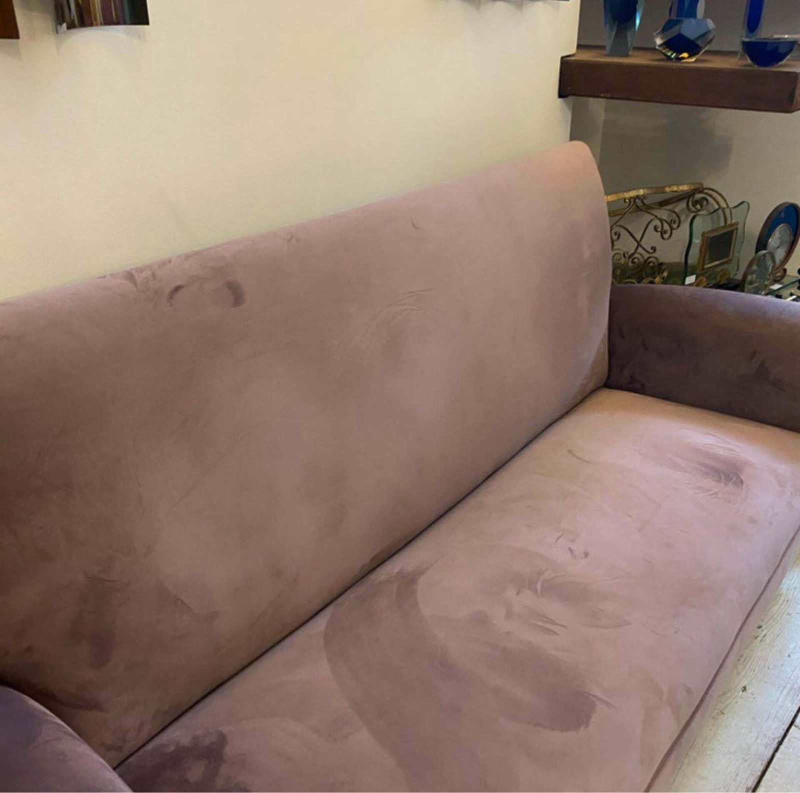 1950s Gigi Radice Style Mid Century Modern Wisteria Velvet Italian Sofa photo vintage
