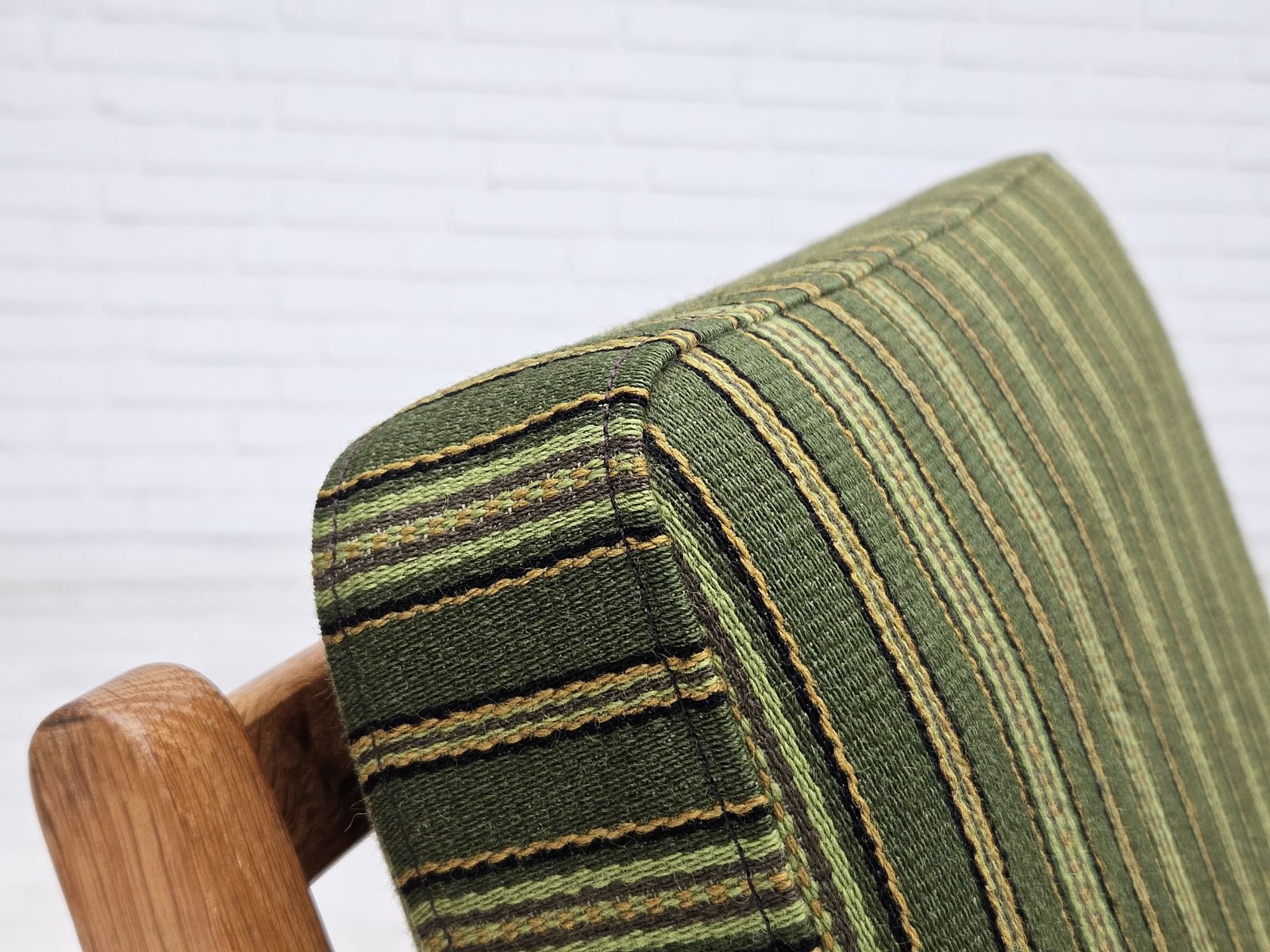 1970s, Danish Design, Oak Wood Armchair In Furniture Wool, Original Condition. photo for sale