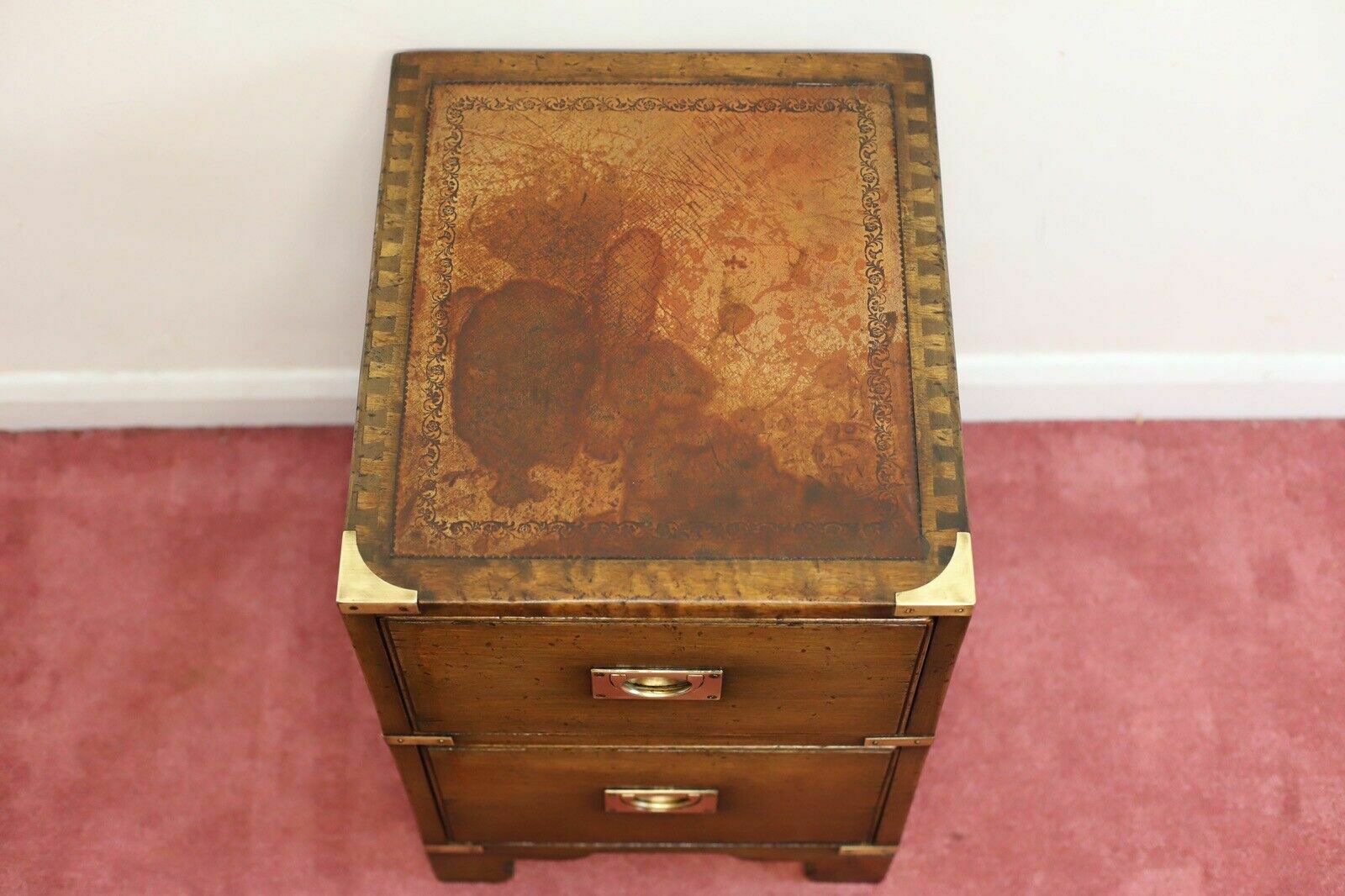 Lovely Harrods London Military Campaign Bedside Table photo for sale