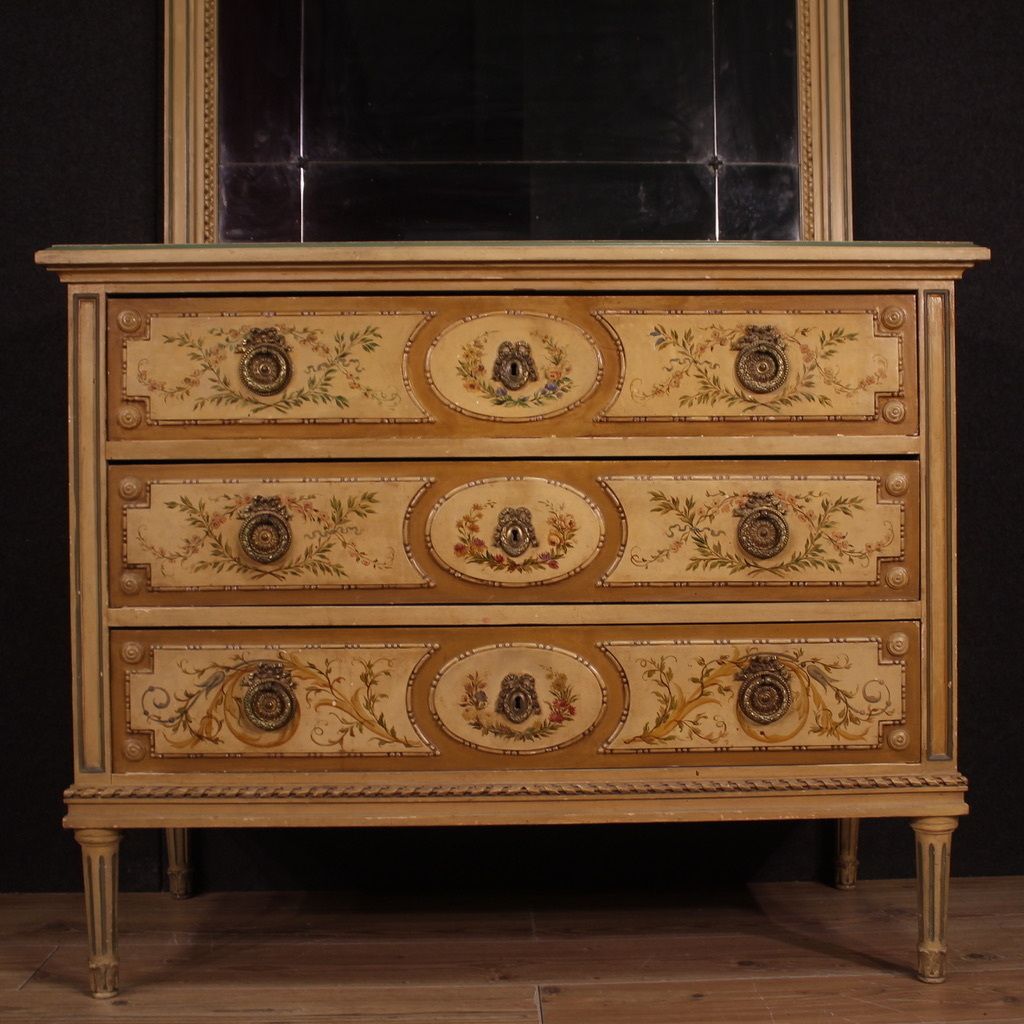Lacquered Dresser With Mirror Louis XVI Style From 1960s photo buy