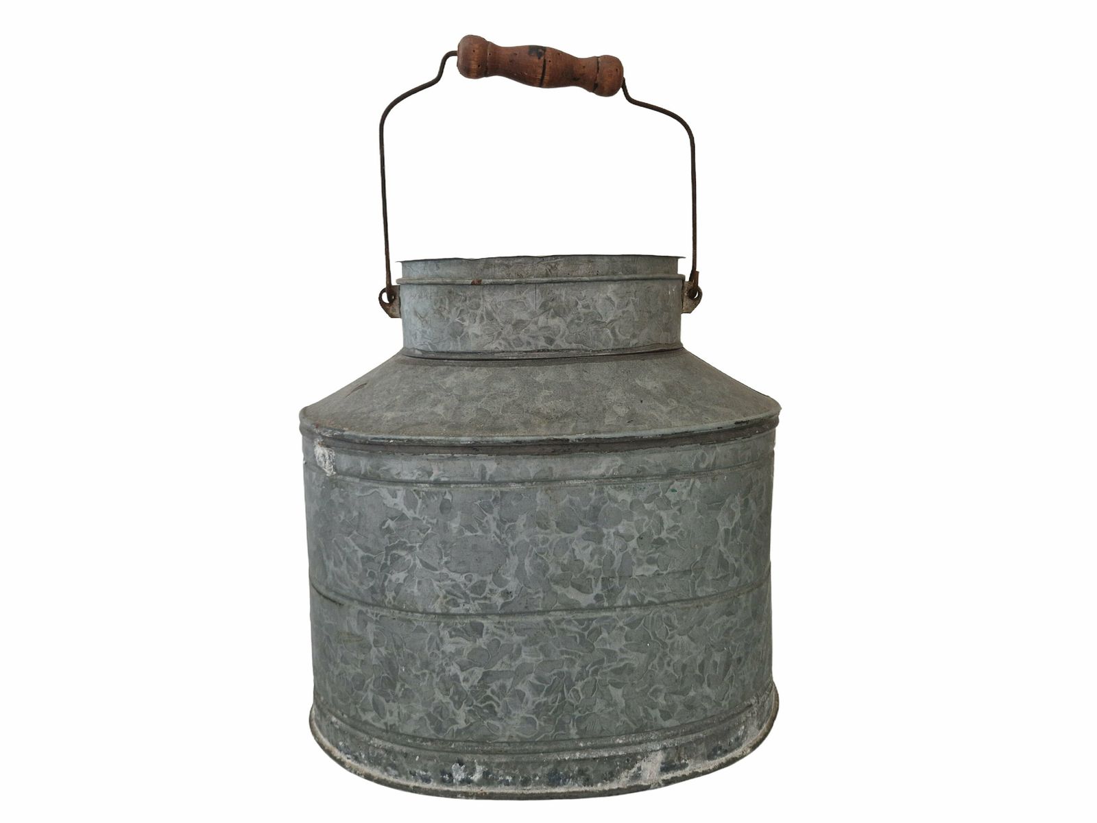 French Galvanized Fishing Creel, Large Vintage Zinc Minnow Bucket, Gift For Fisherman photo Home Decor