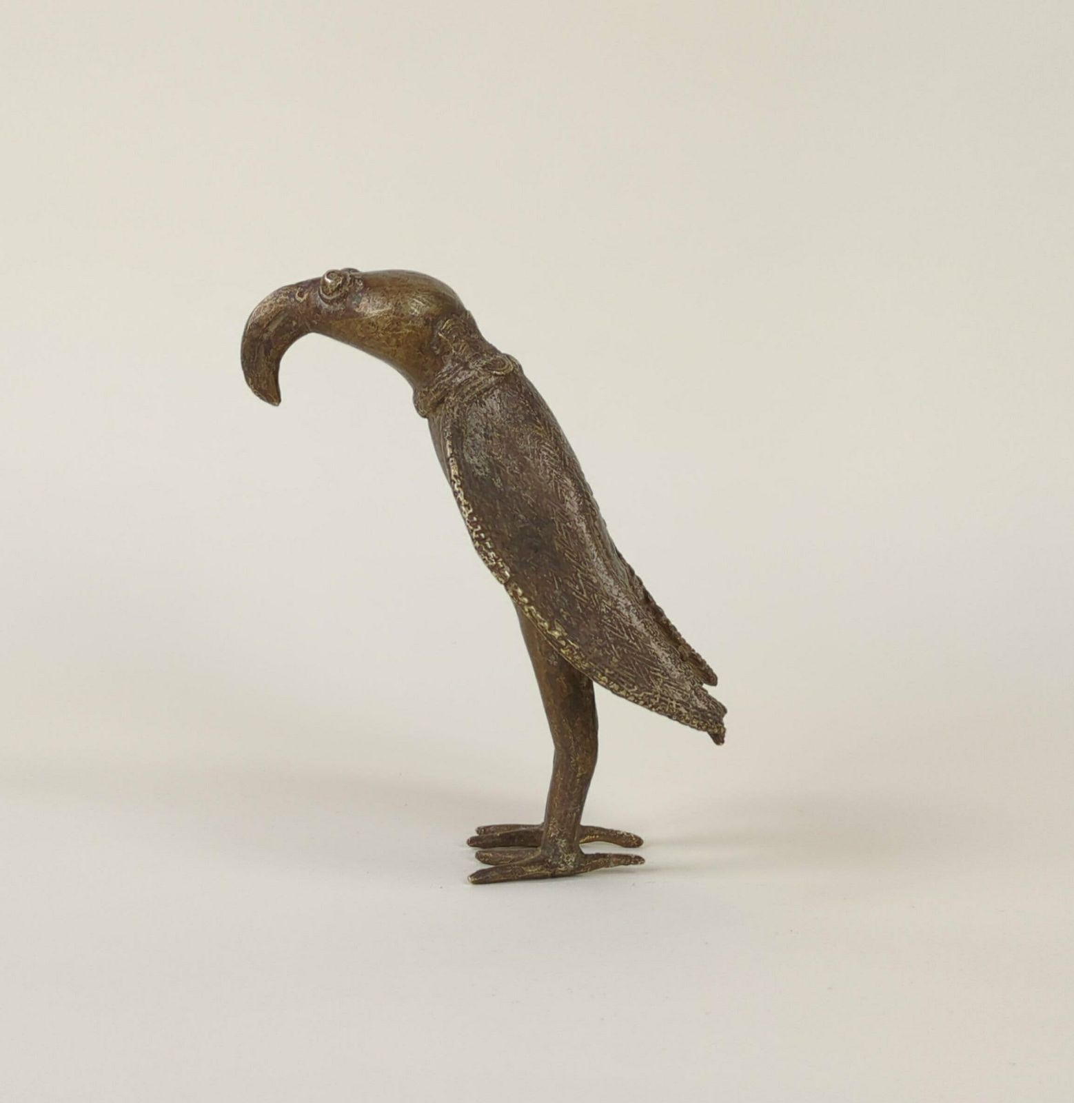 Vintage African Ashanti Tribe Brass Vulture Fetish Bird Statuette, Primitive Decor From Africa photo for sale