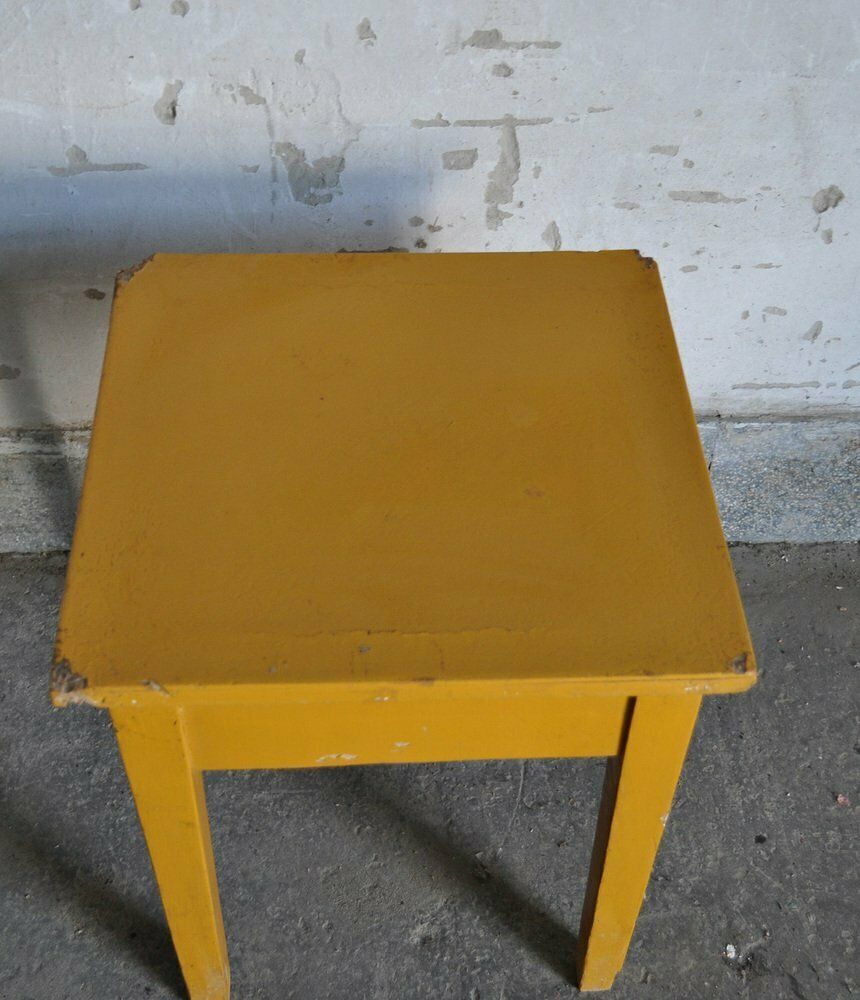 Ocher Painted Stool, 1940s, Vintage