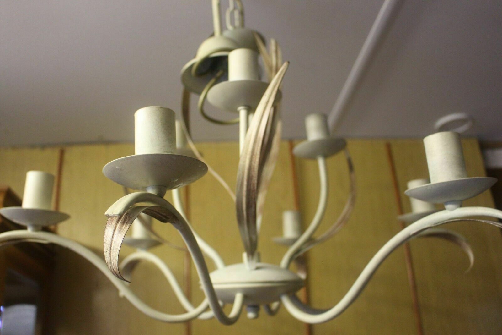 Lighting Italian Vtg Metal Tole Were Bouquet Flowers Chandelier Lamp 8 Lights 70 X 64 Cm photo