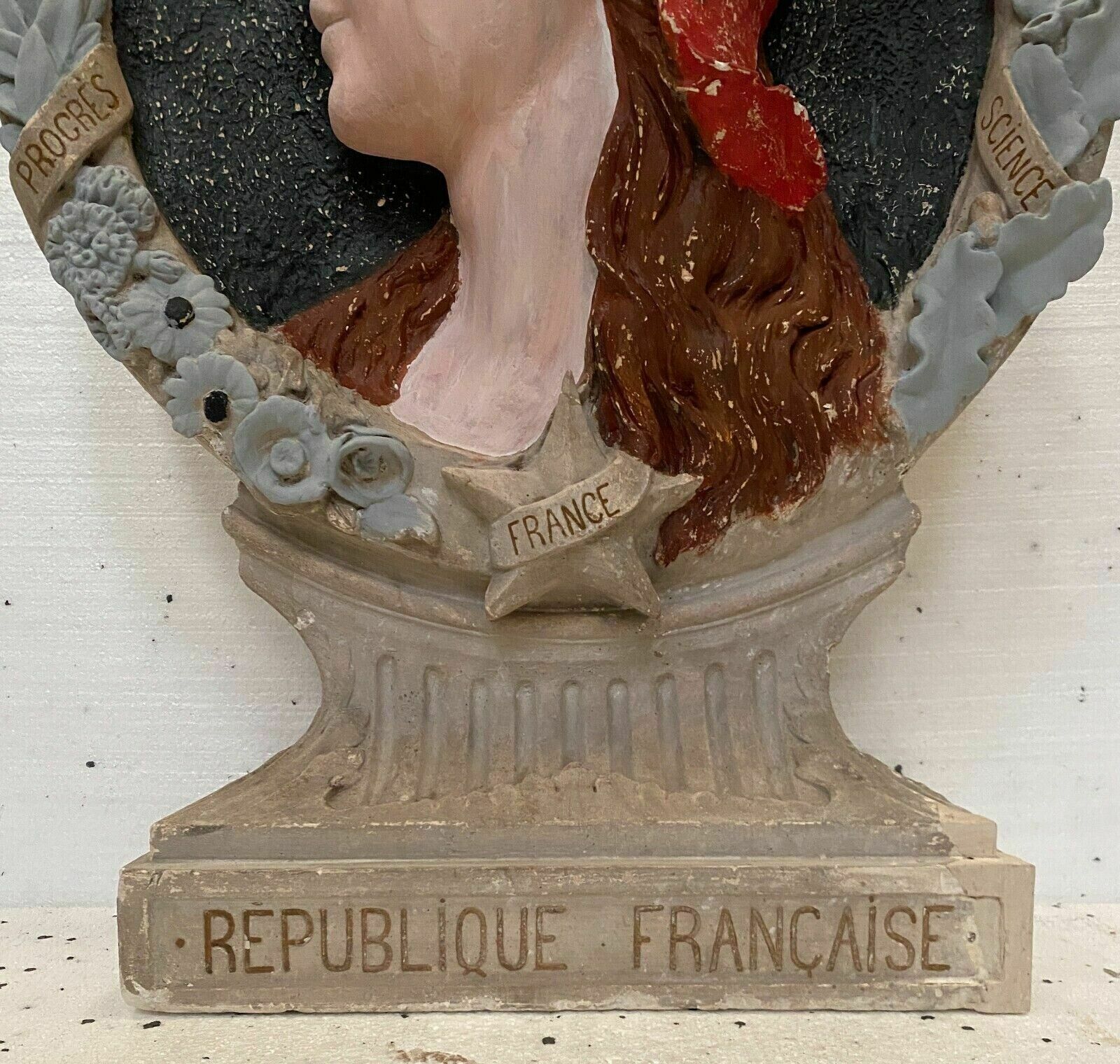 Medallion Portrait Of Marianne In Patinated Stucco 20th Century photo buy
