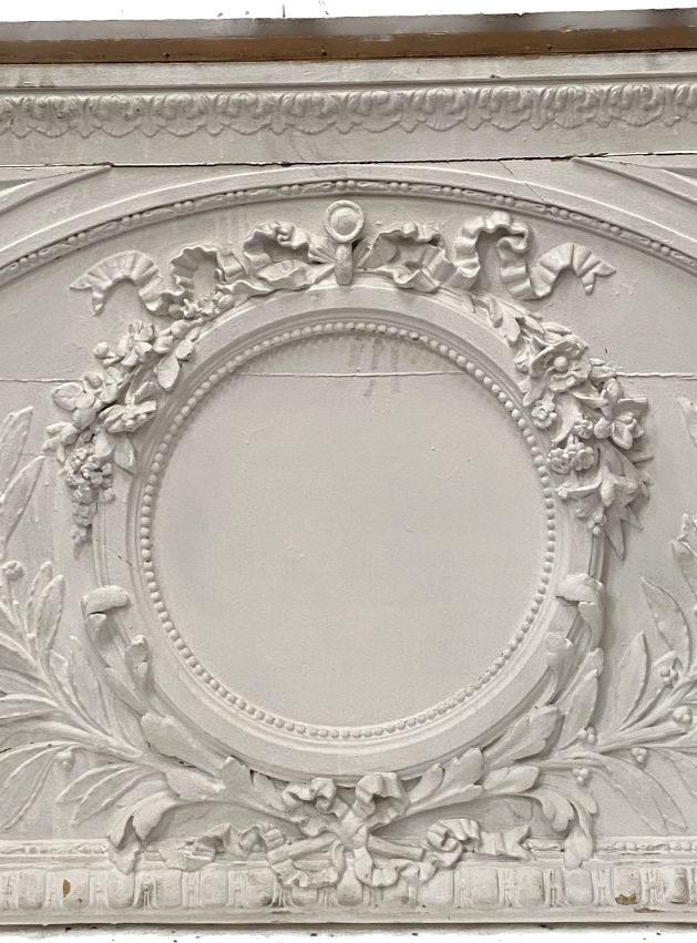 Door Pediment Decorative Panel In Wood And Patinated Stucco 19th Century photo vintage