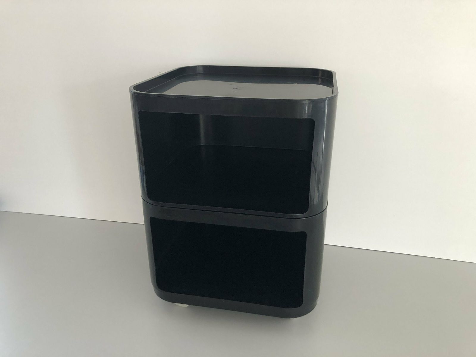 Iconic Italian Design Black Side Table With 2 Shelf, 1970s, Italy photo furniture