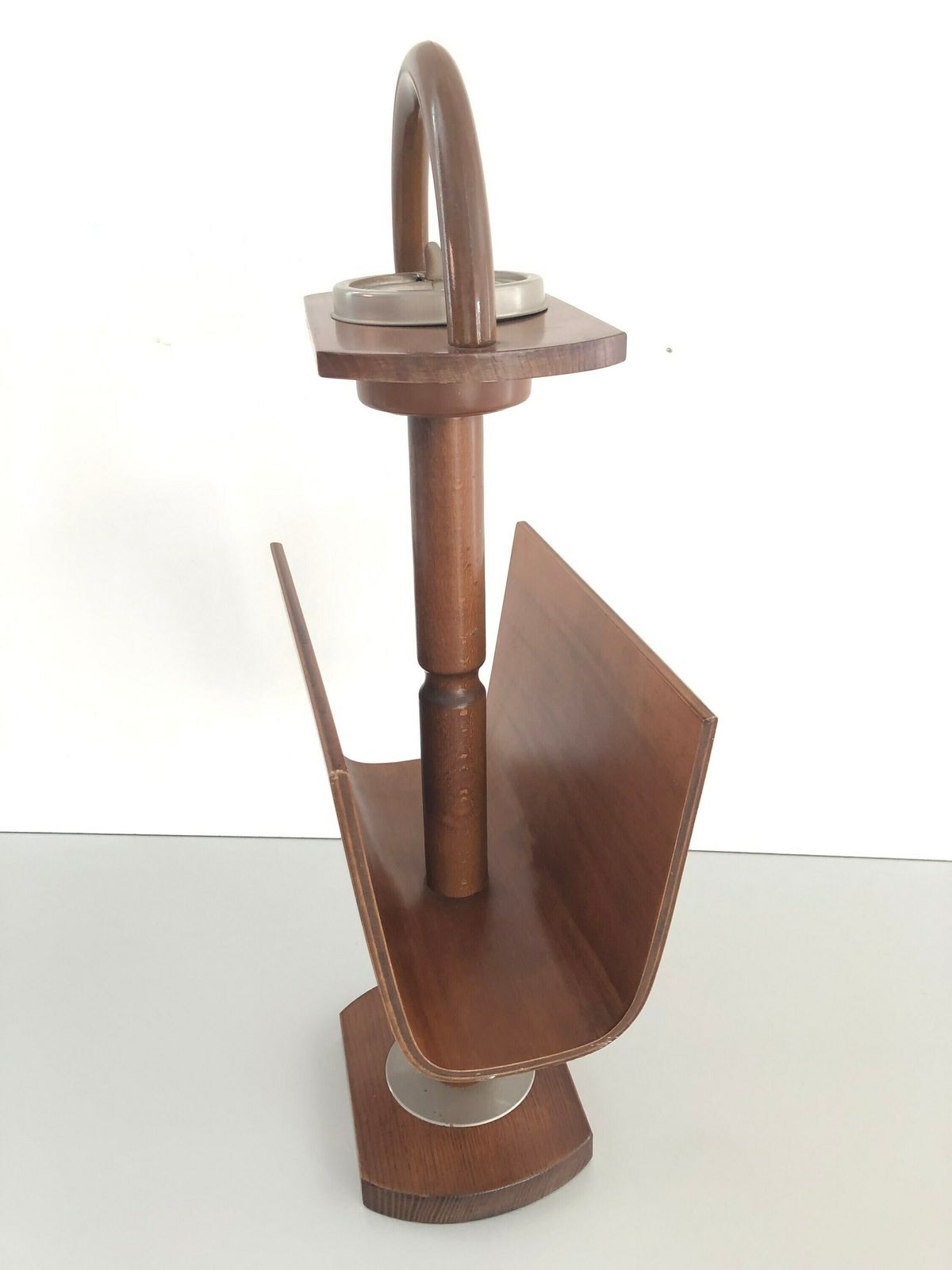 Mid Century Italian Wood Magazine Stand With Asian Top, 1950s, Italy photo Home Decor