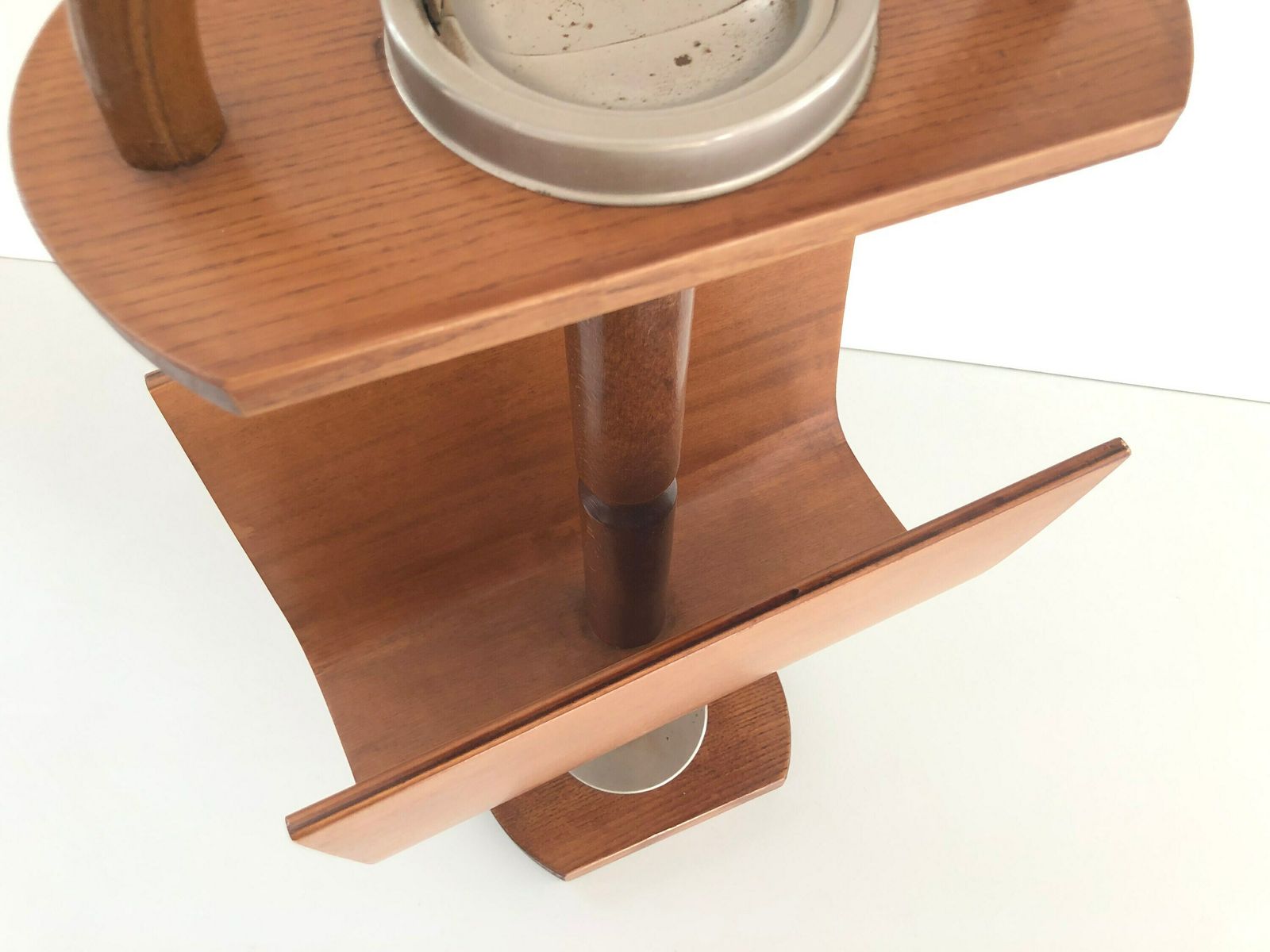 photo furniture Mid Century Italian Wood Magazine Stand With Asian Top, 1950s, Italy