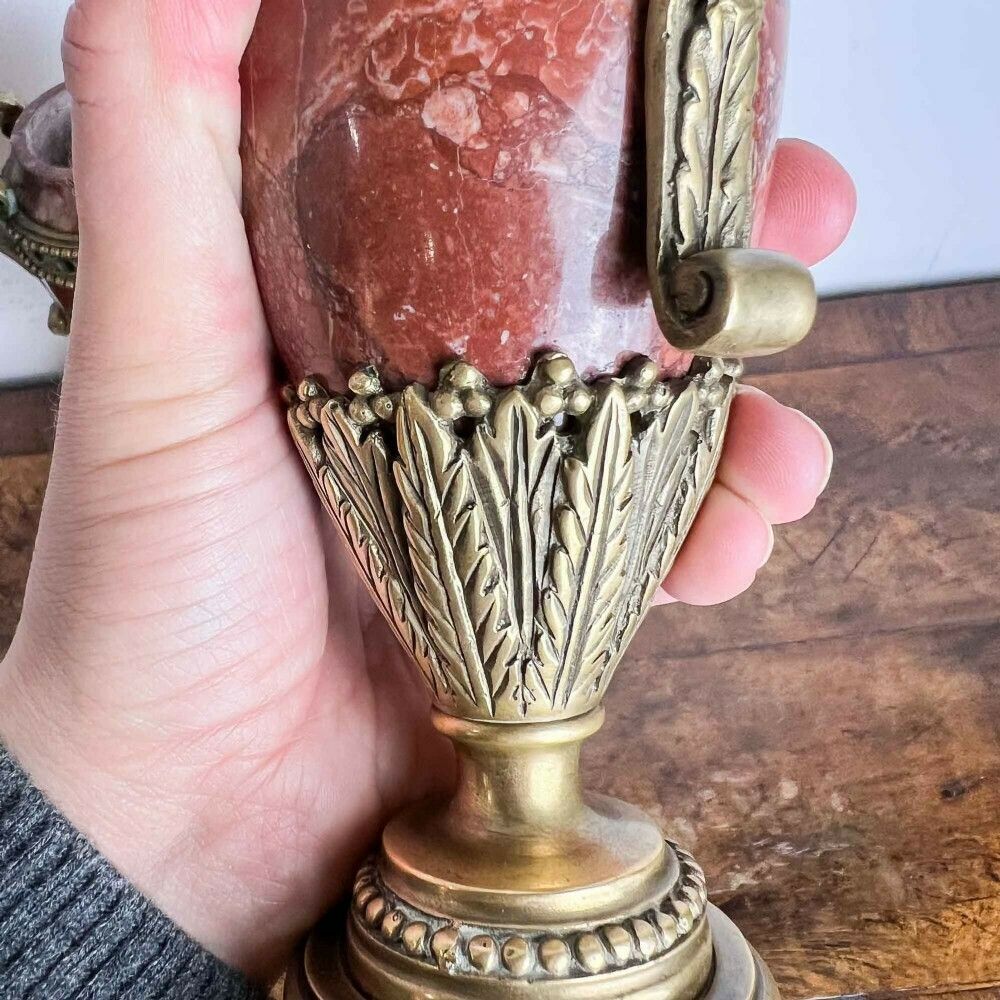 photo vintage A Pair Of French Rouge Marble And Gilt Bronze Cassolettes