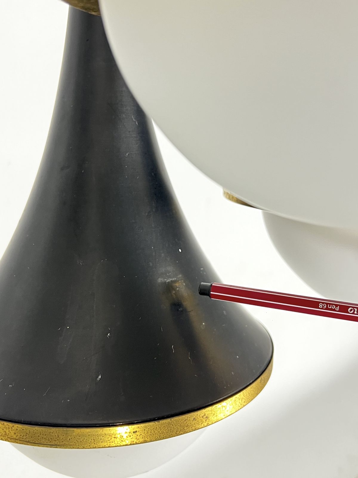 Mis Century Stilnovo Pendant With Three Lights. Italy 1950s photo Lighting