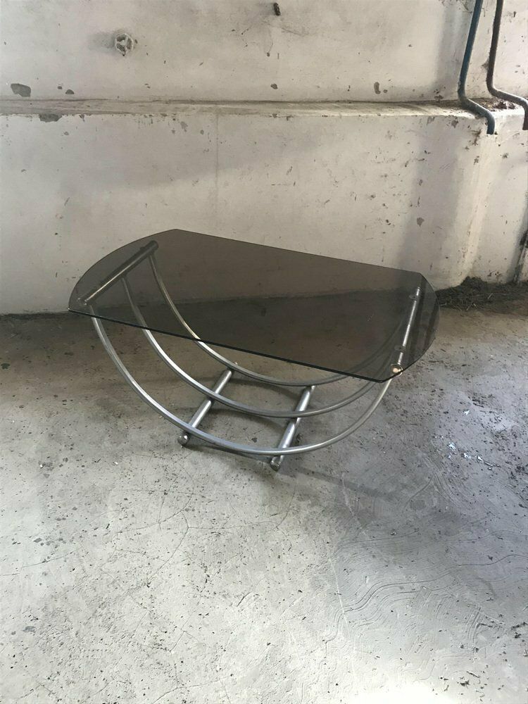 Italian Bauhaus Style Coffee Table In Smoked Glass, 1960s photo 1324.0