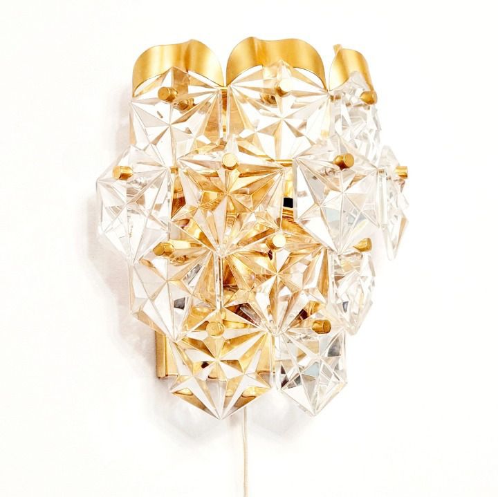 Wandlamp Met Geslepen Kristalglas En Verguld Messing Van Kinkeldey, Duitsland, Jaren 1970 photo furniture