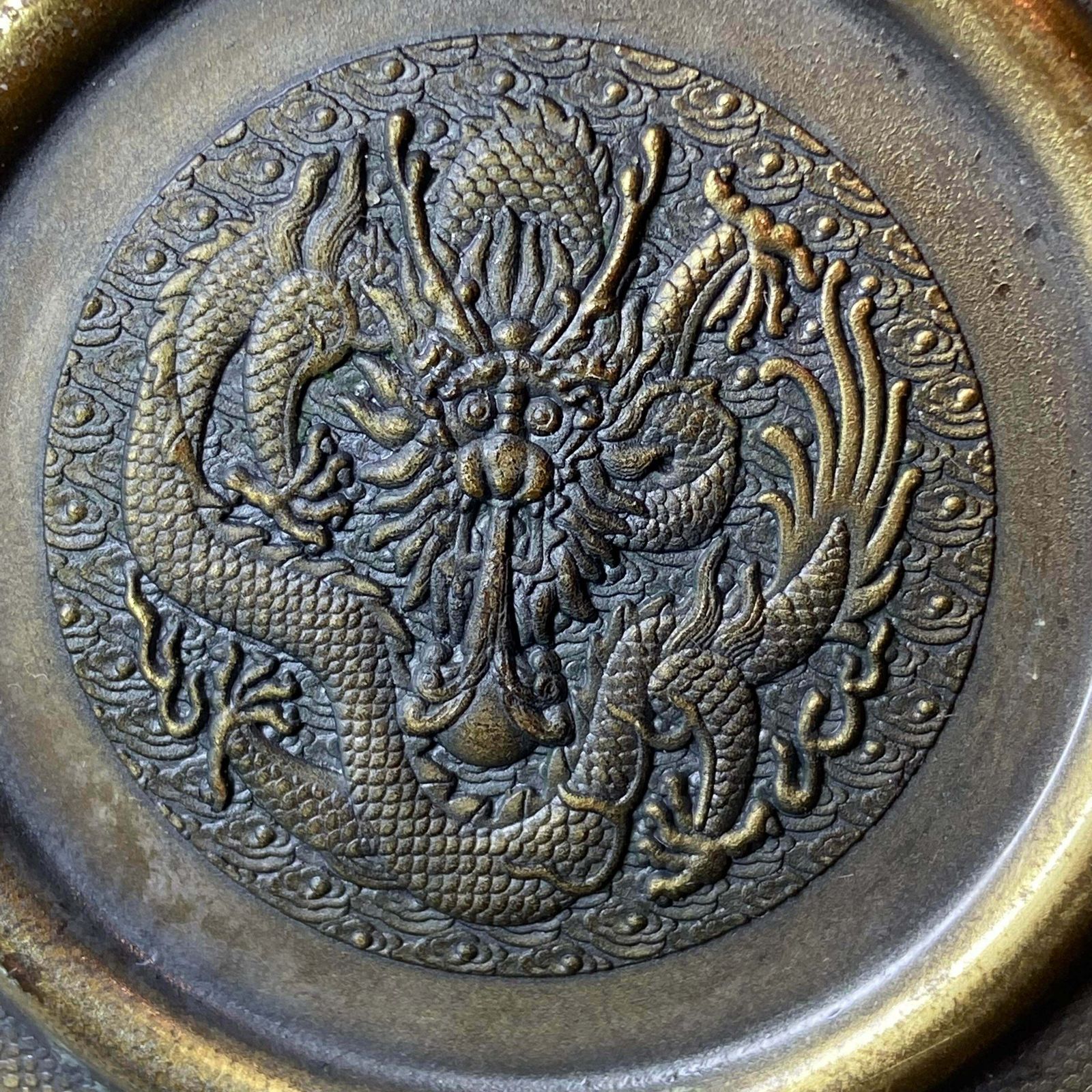 Mid 20th Century Incense Burner Tray Carved Buddhist Lotus And Coiling Dragon