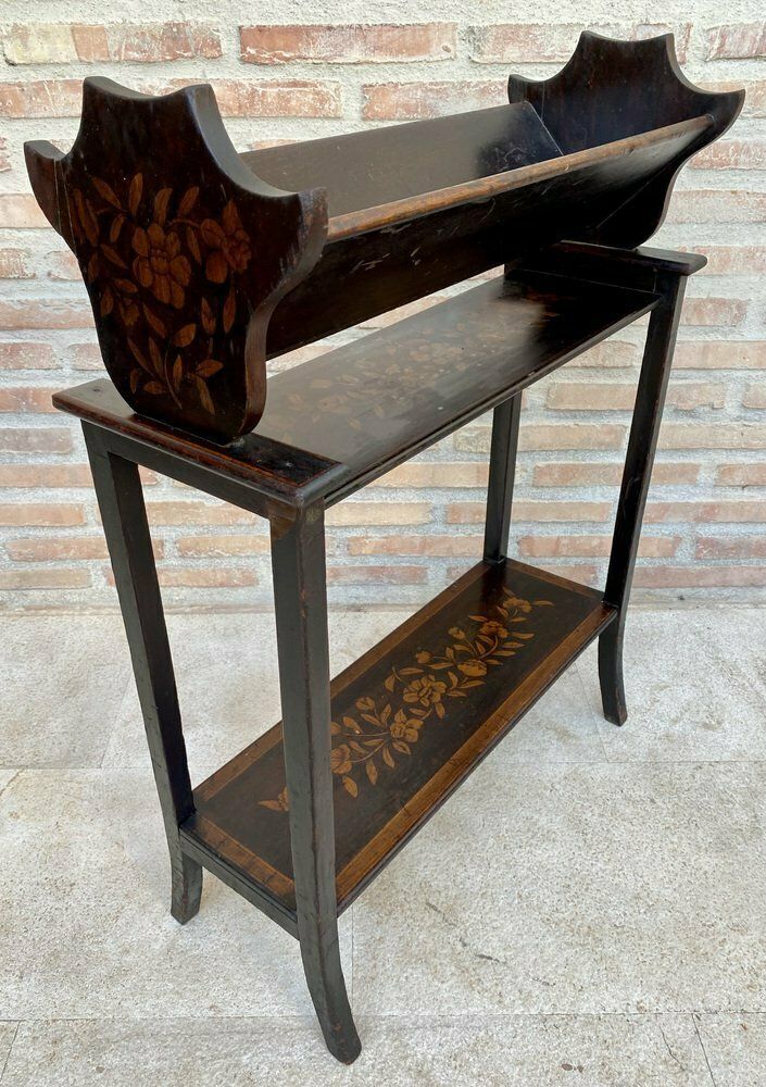 Mid 20th Century Modernist French Wooden Magazine Rack With Marquetry, 1950s photo for sale