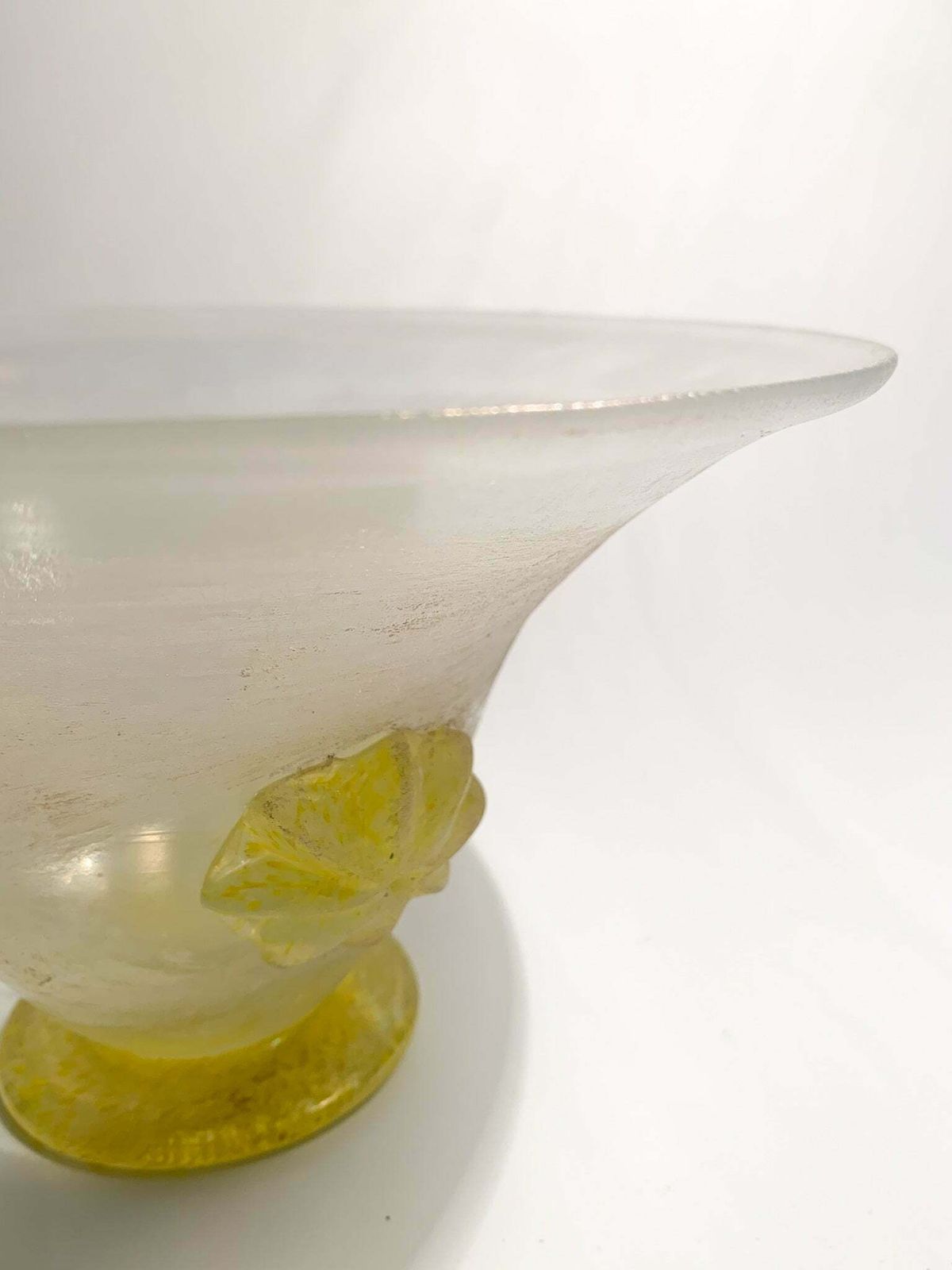 Yellow Iridescent Scavo Di Murano Glass Vase From The 1940s photo for sale