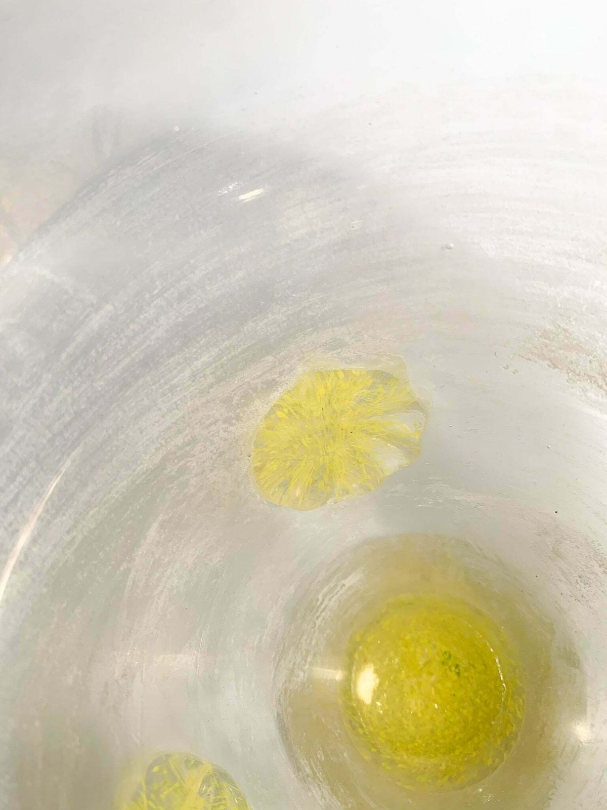 Yellow Iridescent Scavo Di Murano Glass Vase From The 1940s photo vinterior