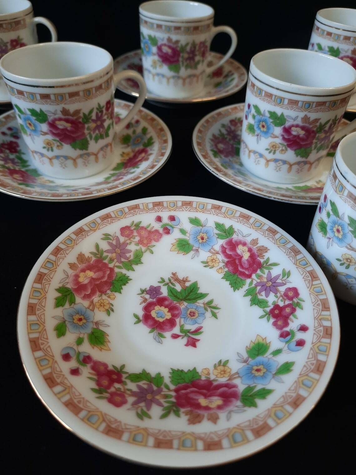 Liling Demitasse Espresso Cup And Saucer Set X 6. Similar To Ling Rose. photo for sale