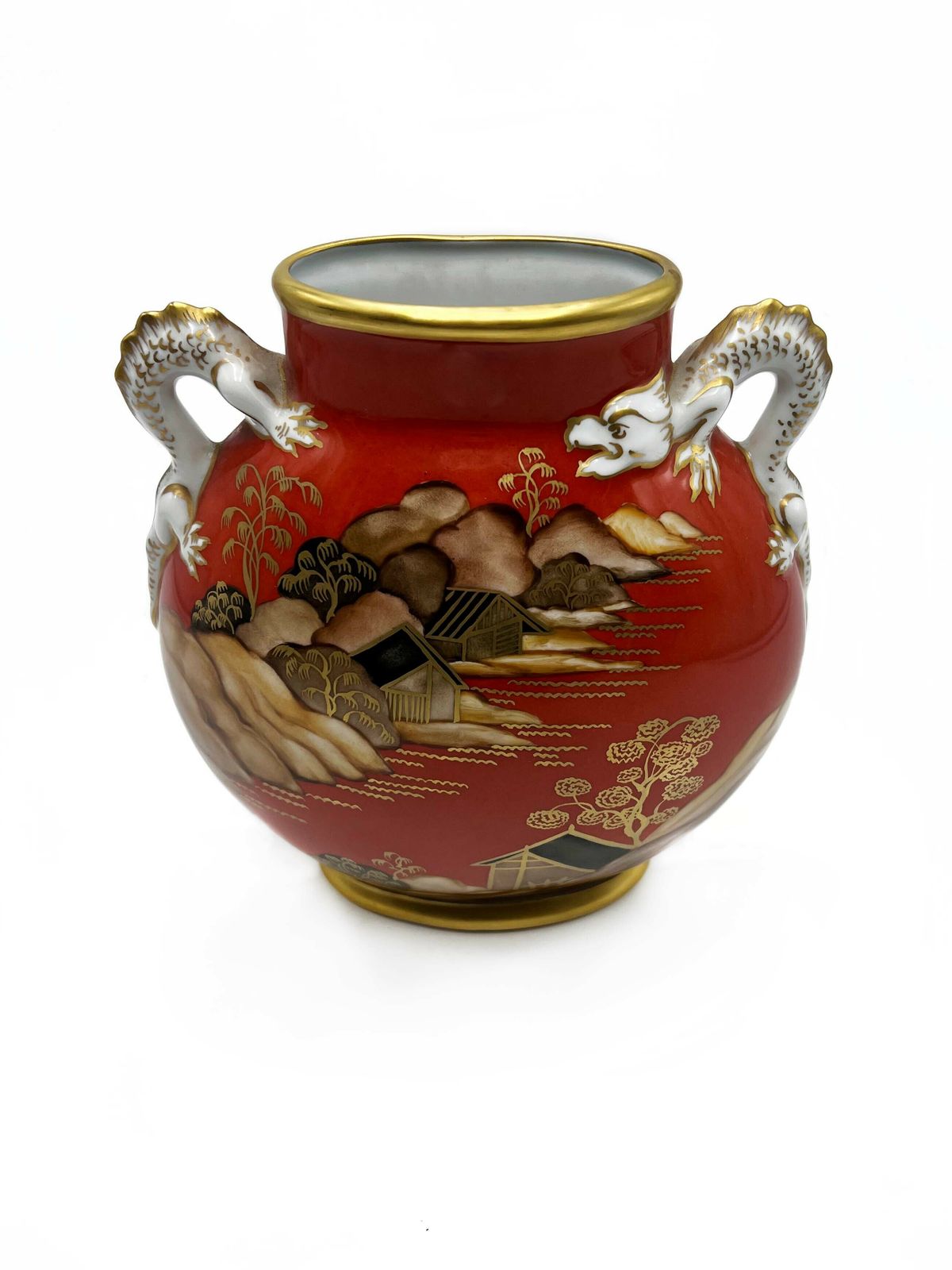 Orange Ceramic Vase And Decorated By Hand Painted From The 1950s photo furniture