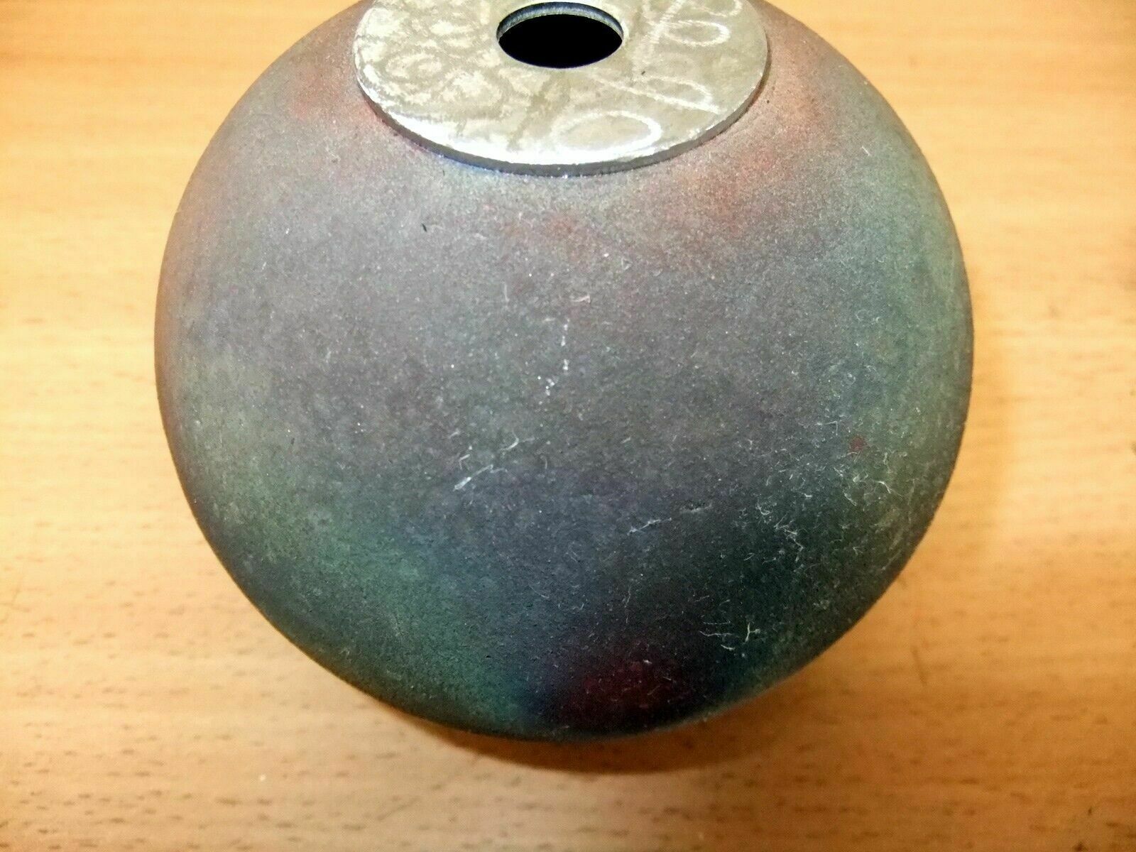 Andrew Niblett. Small Globe Vase With Etched Metal Insert. photo vinterior
