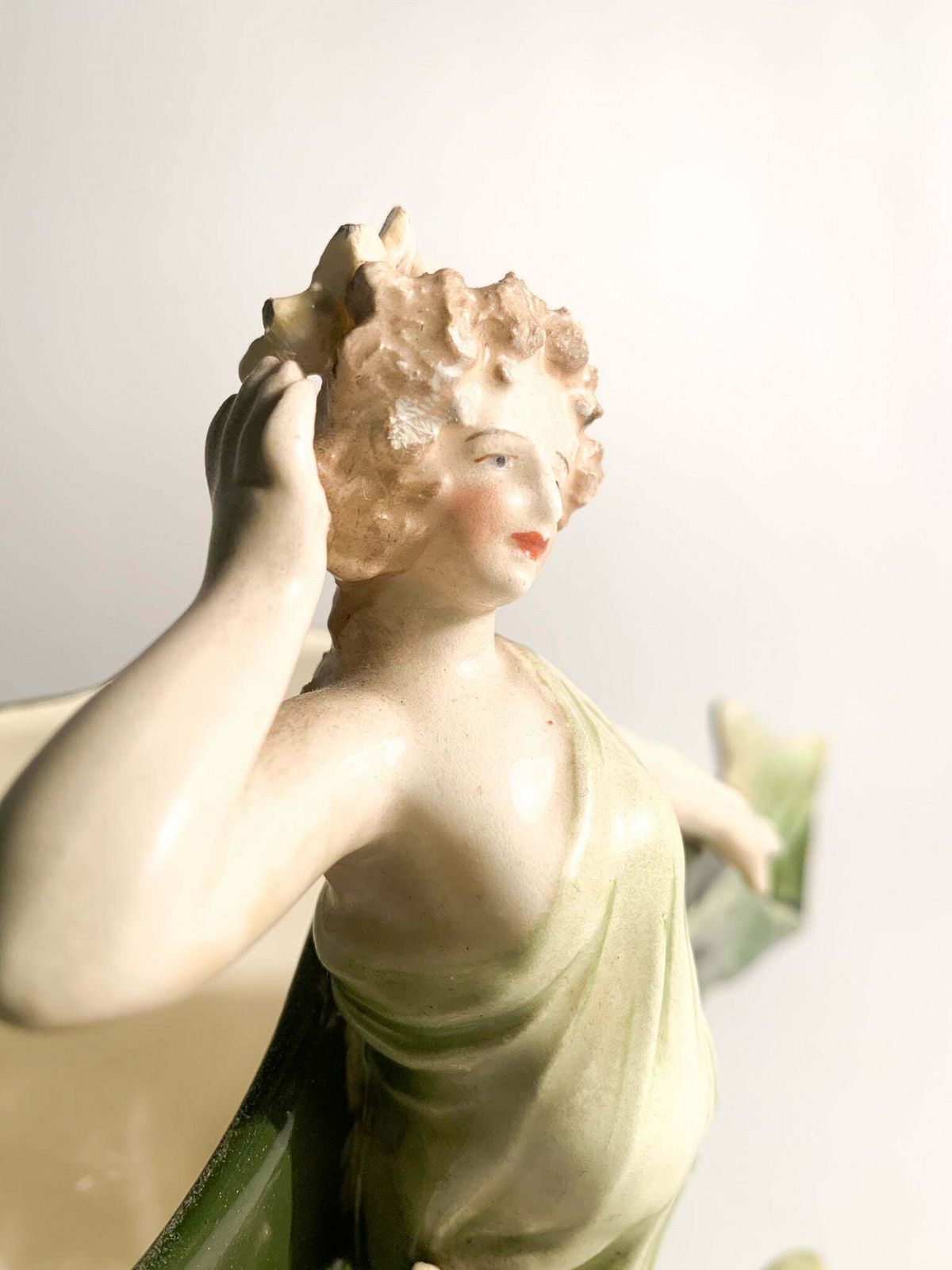 photo furniture French Ceramic Sculpture Of Liberty Lady With Flower Holder From The Early Twentieth Century