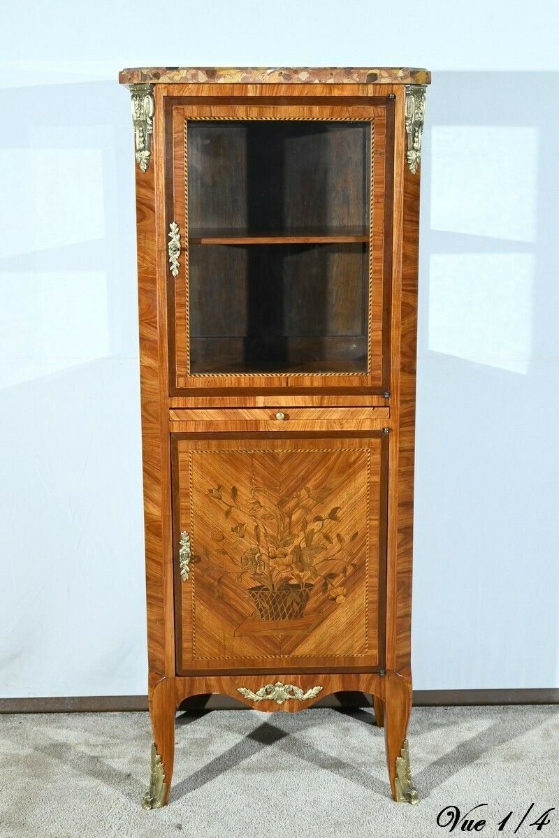 photo furniture Small Rosewood Showcase, Transition Louis XV/Louis XVI Style – Early 20th Century