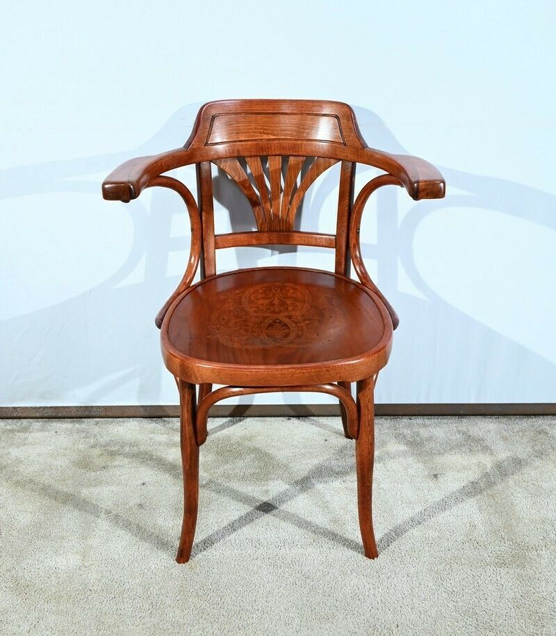 Beech Office Armchair, Stamped J&J Kohn – Early 20th Century