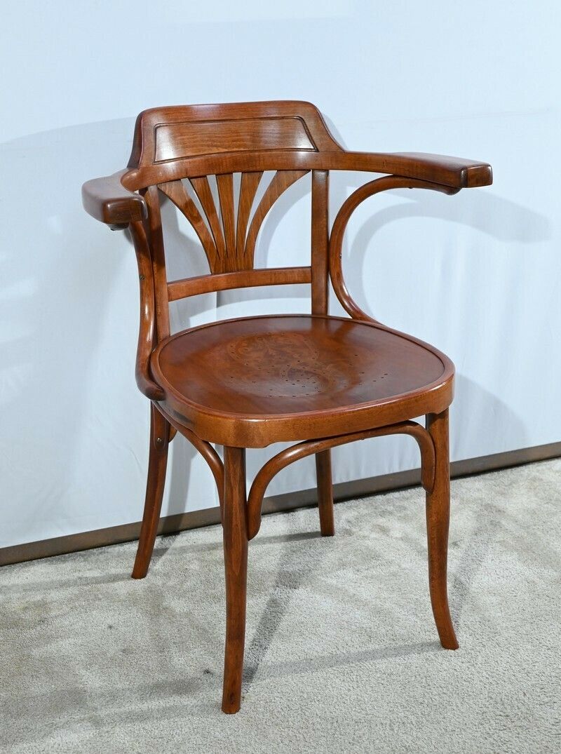 Beech Office Armchair, Stamped J&J Kohn – Early 20th Century photo for sale