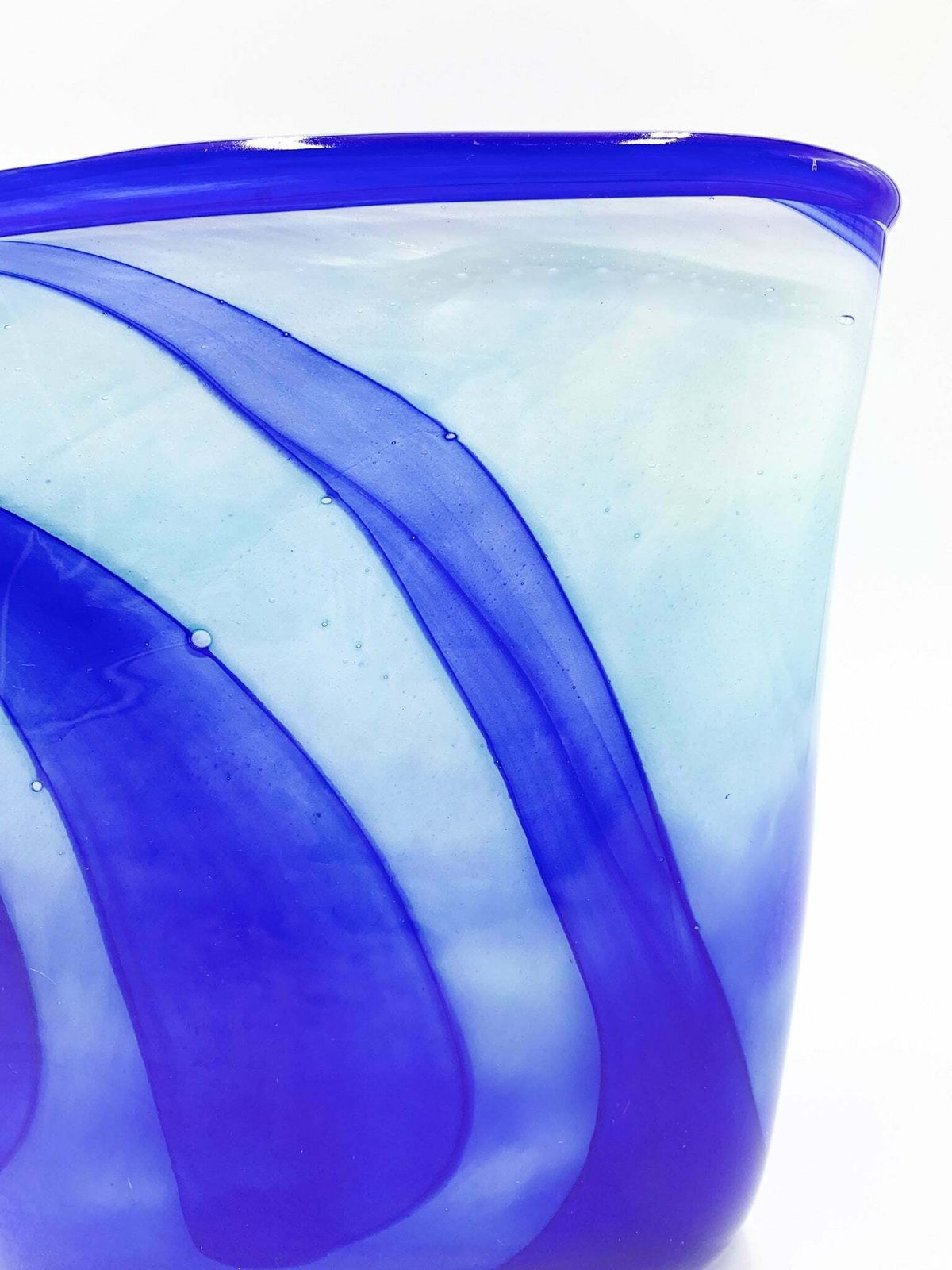 photo for sale Verrerie D'art Au Village French Blue And Light Blue Glass Vase From 1995