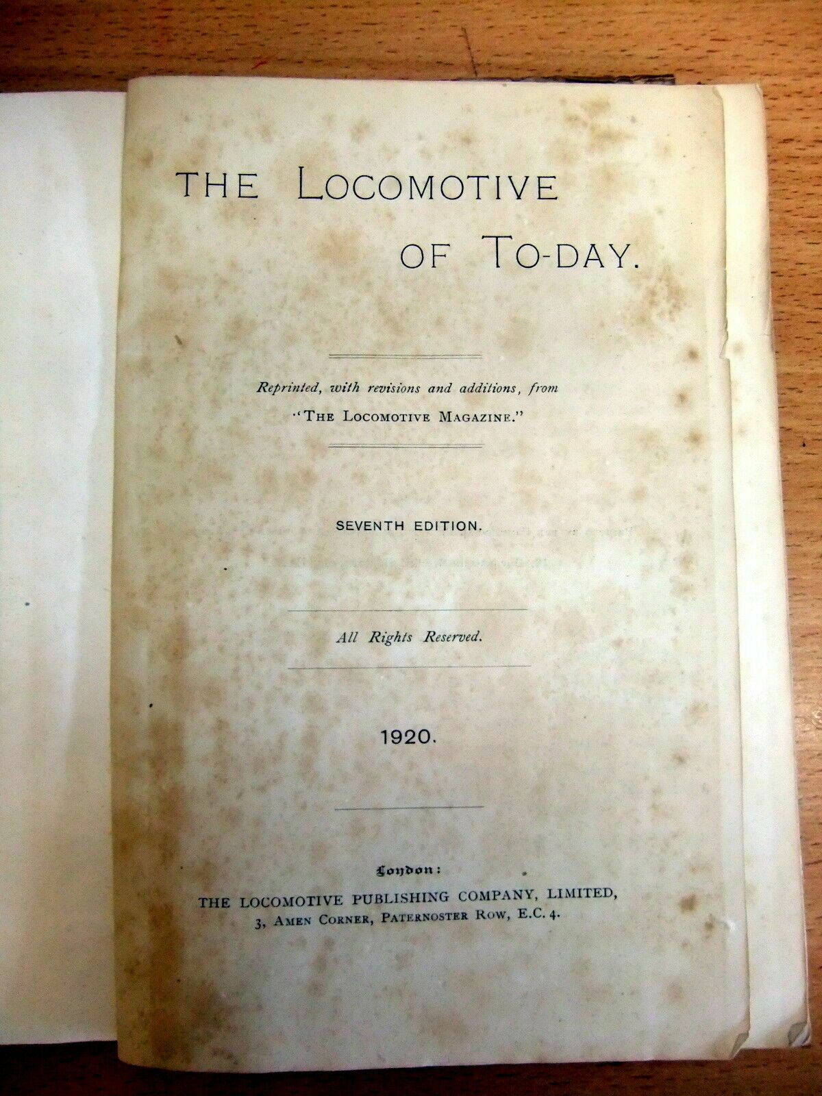 The Locomotive Of Today. 1920 Reprinted From The Locomotive Magazine. photo for sale