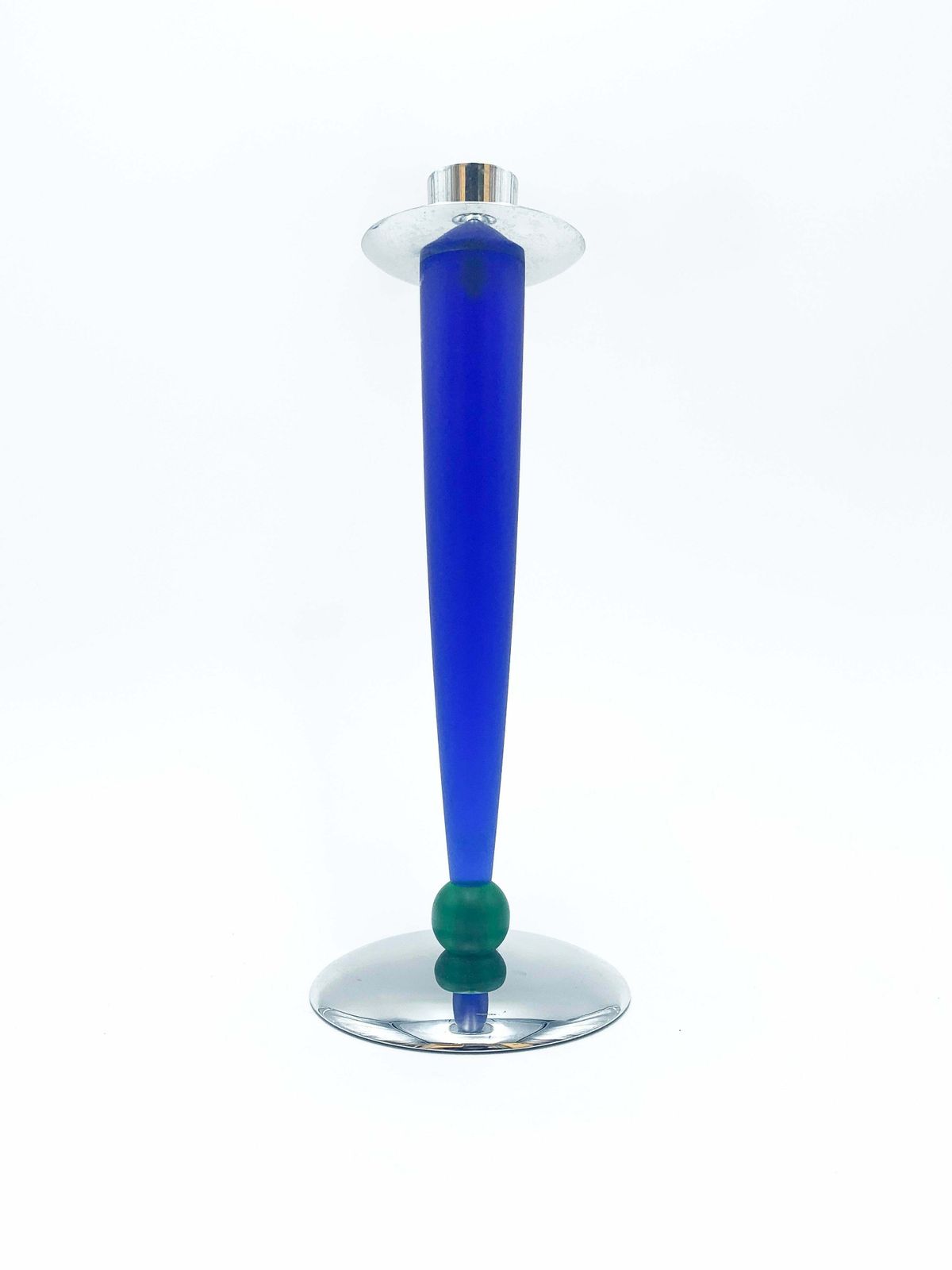 Murano Glass And Steel Candle Holder