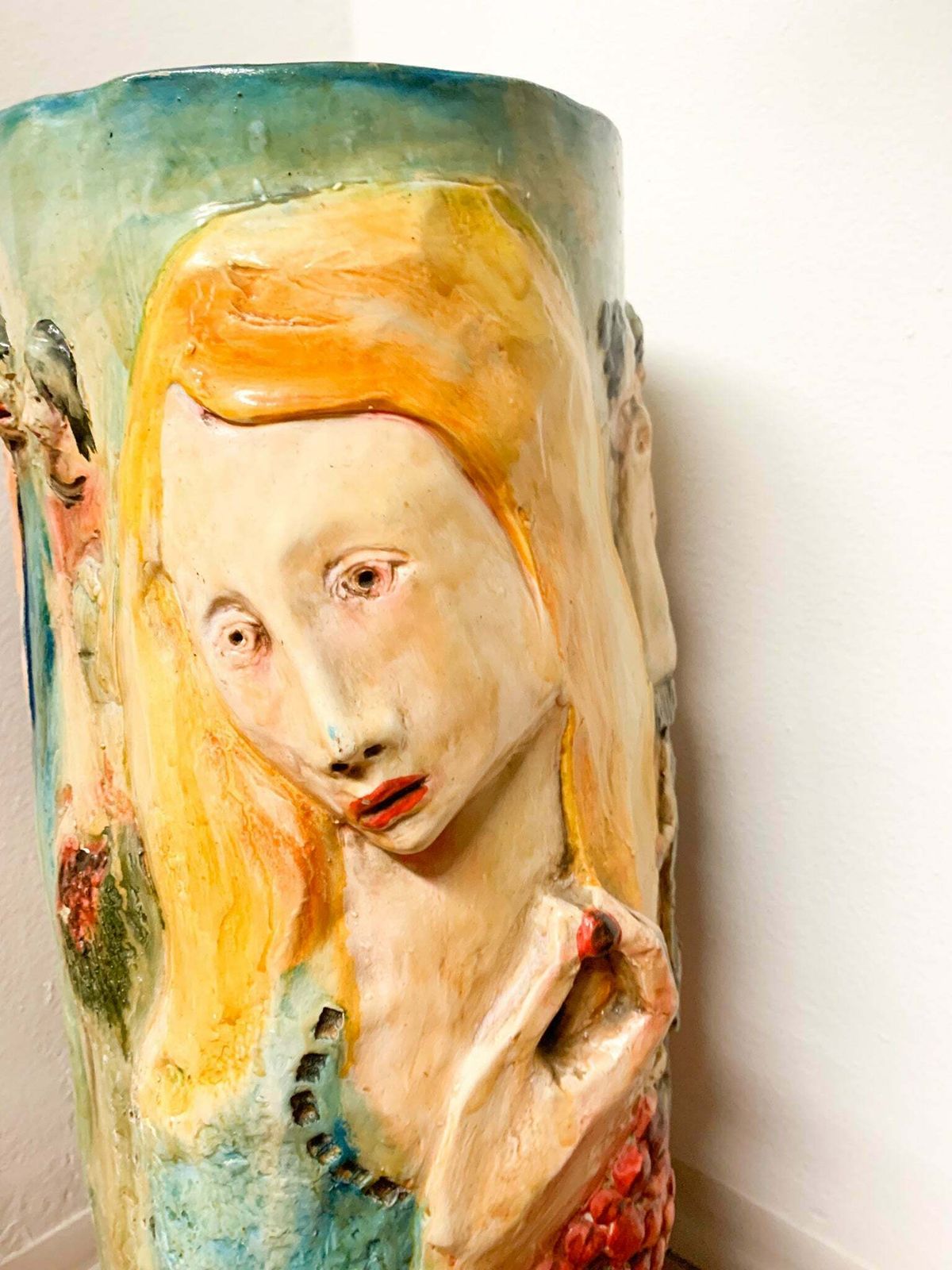 Ceramic Umbrella Stand By Pucci, Hand Painted And Sculpted From The 1950s photo buy