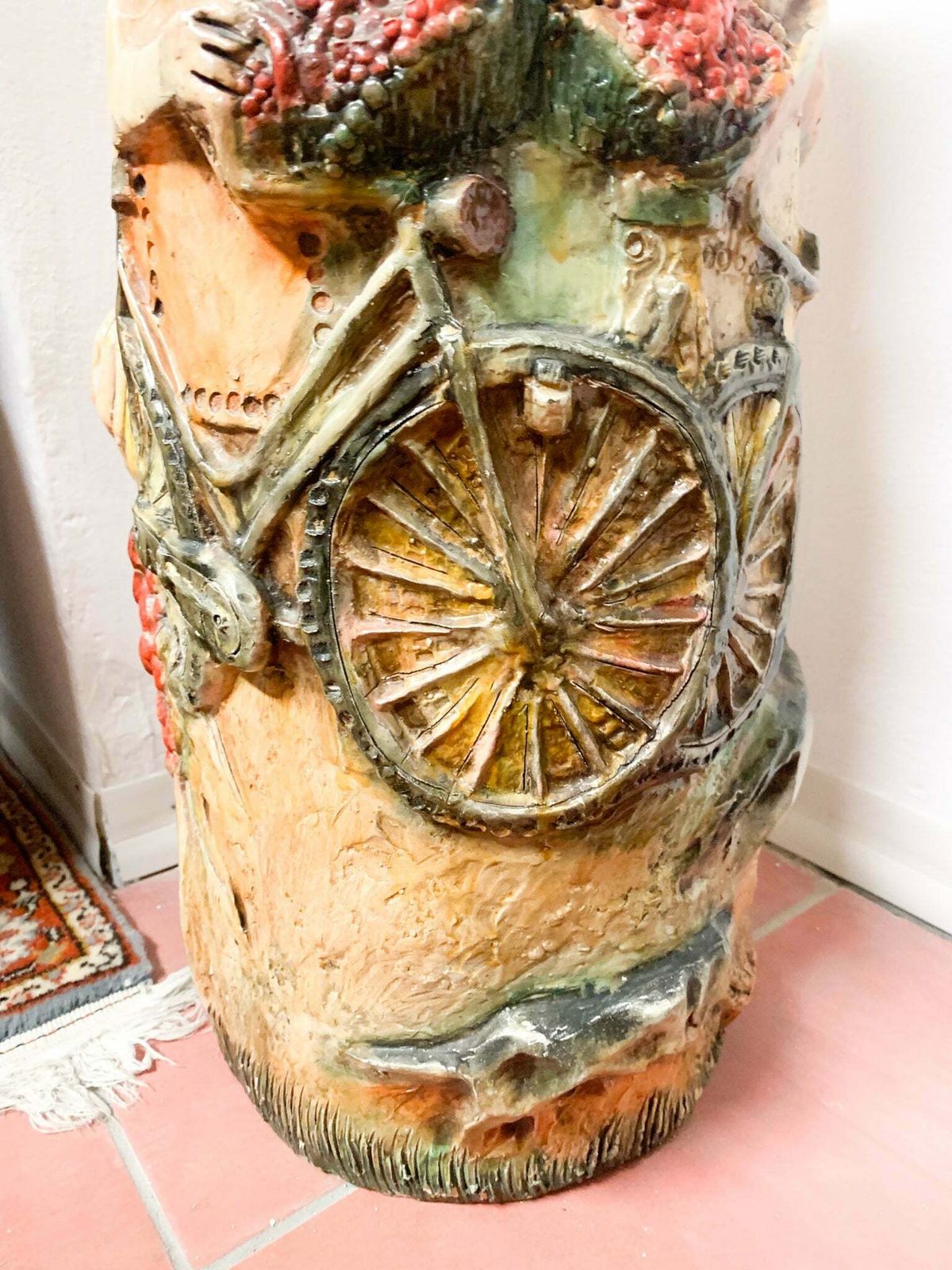 photo for sale Ceramic Umbrella Stand By Pucci, Hand Painted And Sculpted From The 1950s
