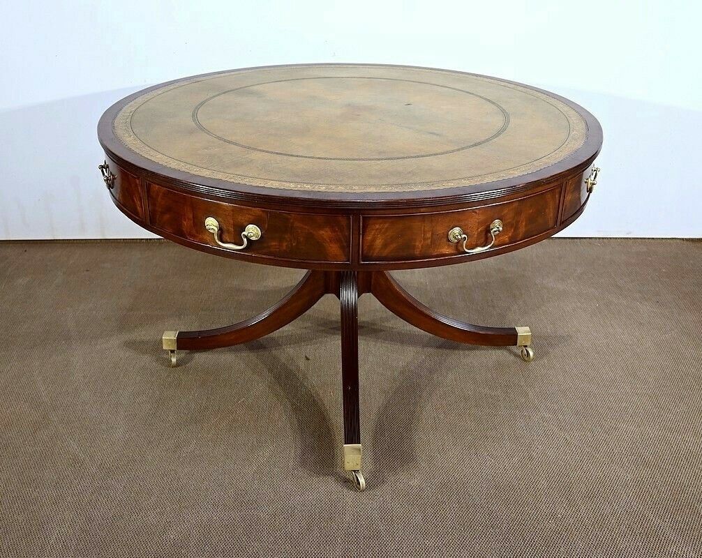 Mahogany Rotating Drum Table, Regency Style, England – 2nd Half Of The 19th Century