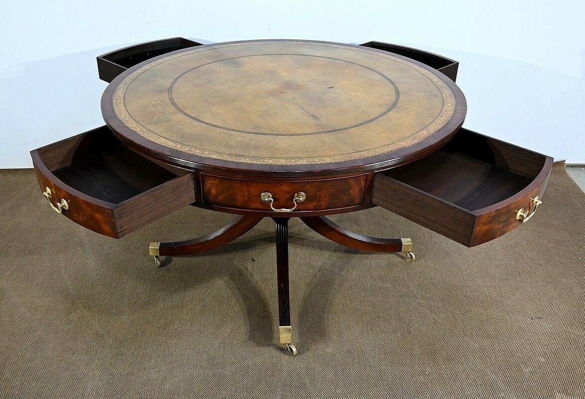 Mahogany Rotating Drum Table, Regency Style, England – 2nd Half Of The 19th Century photo furniture