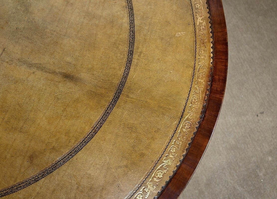 Mahogany Rotating Drum Table, Regency Style, England – 2nd Half Of The 19th Century photo vinterior