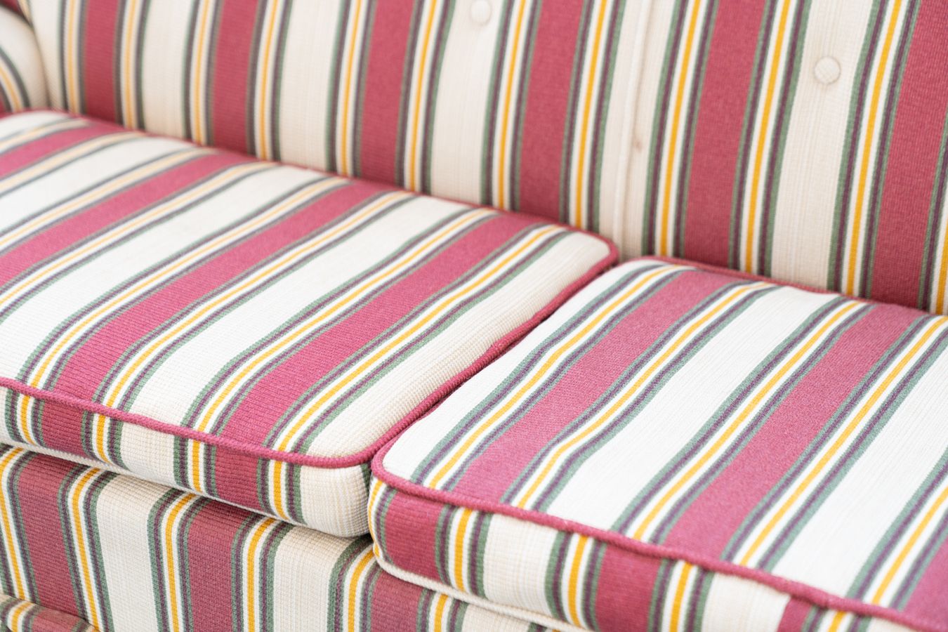 American Lounge Furniture In Original Striped Fabric1970s photo vinterior