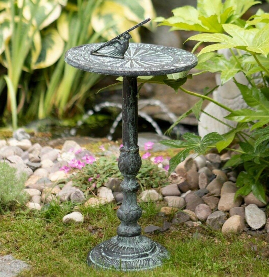 Antique Cast Iron Garden Sundial With Traditional Design