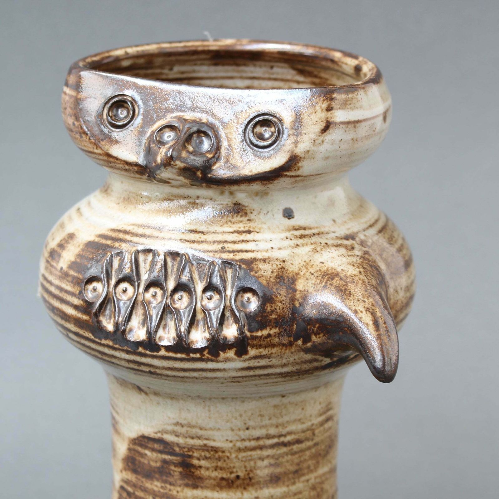 Glazed French Ceramic Stylised Owl Vase By Jacques Pouchain (Circa 1960s) photo buy