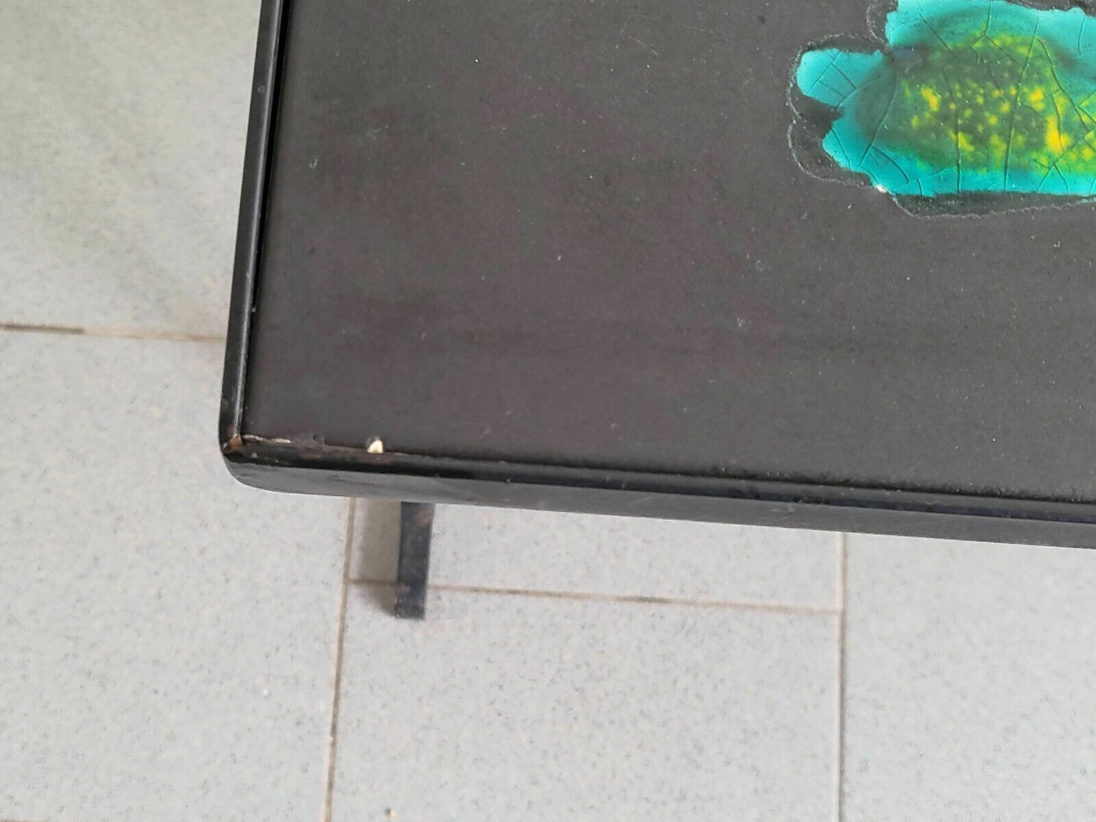 Coffee Table Vintage Side Table 1950 Ceramic & Metal Hunting 50s photo for sale