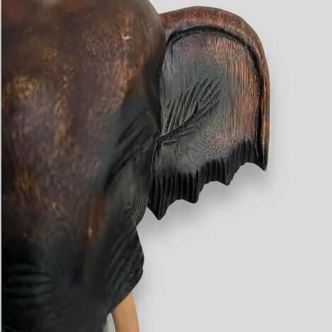 A  Wall Mounted Carved Wooden Elephant's Head C 1920 photo vinterior