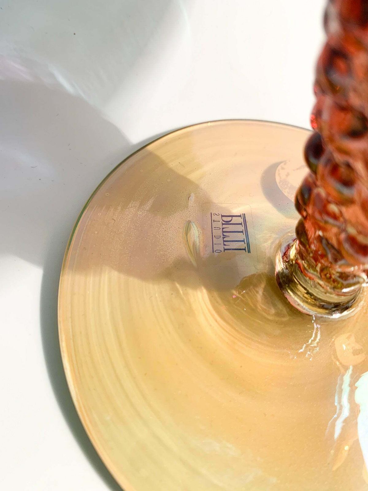Hand Blown Glass Centerpiece By Pitti Studio From The 1980s photo vintage