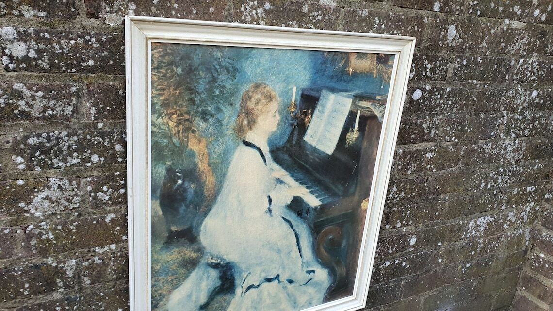 Large Retro 70’s Renoir Print ‘Lady At The Piano photo furniture