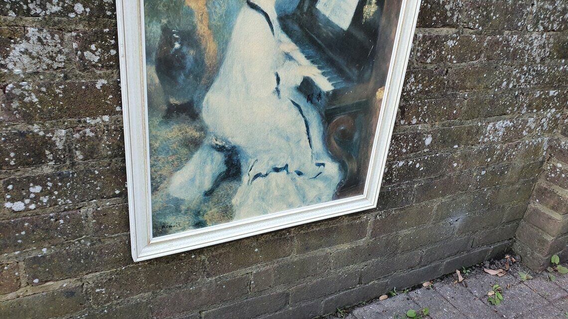 Large Retro 70’s Renoir Print ‘Lady At The Piano photo for sale