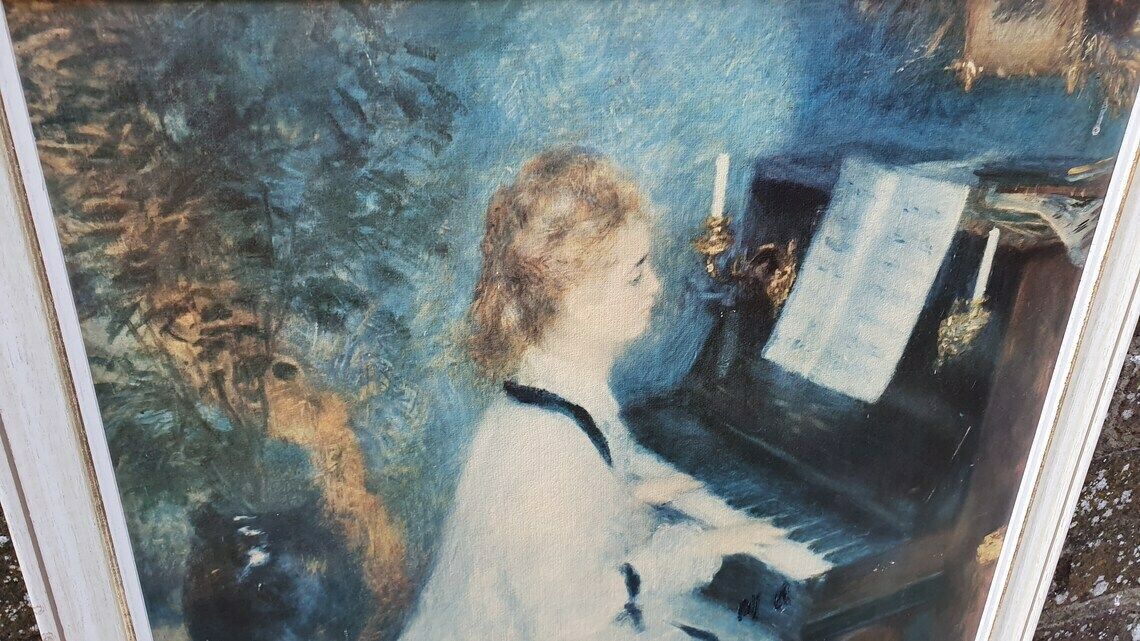 Large Retro 70’s Renoir Print ‘Lady At The Piano photo 70.0