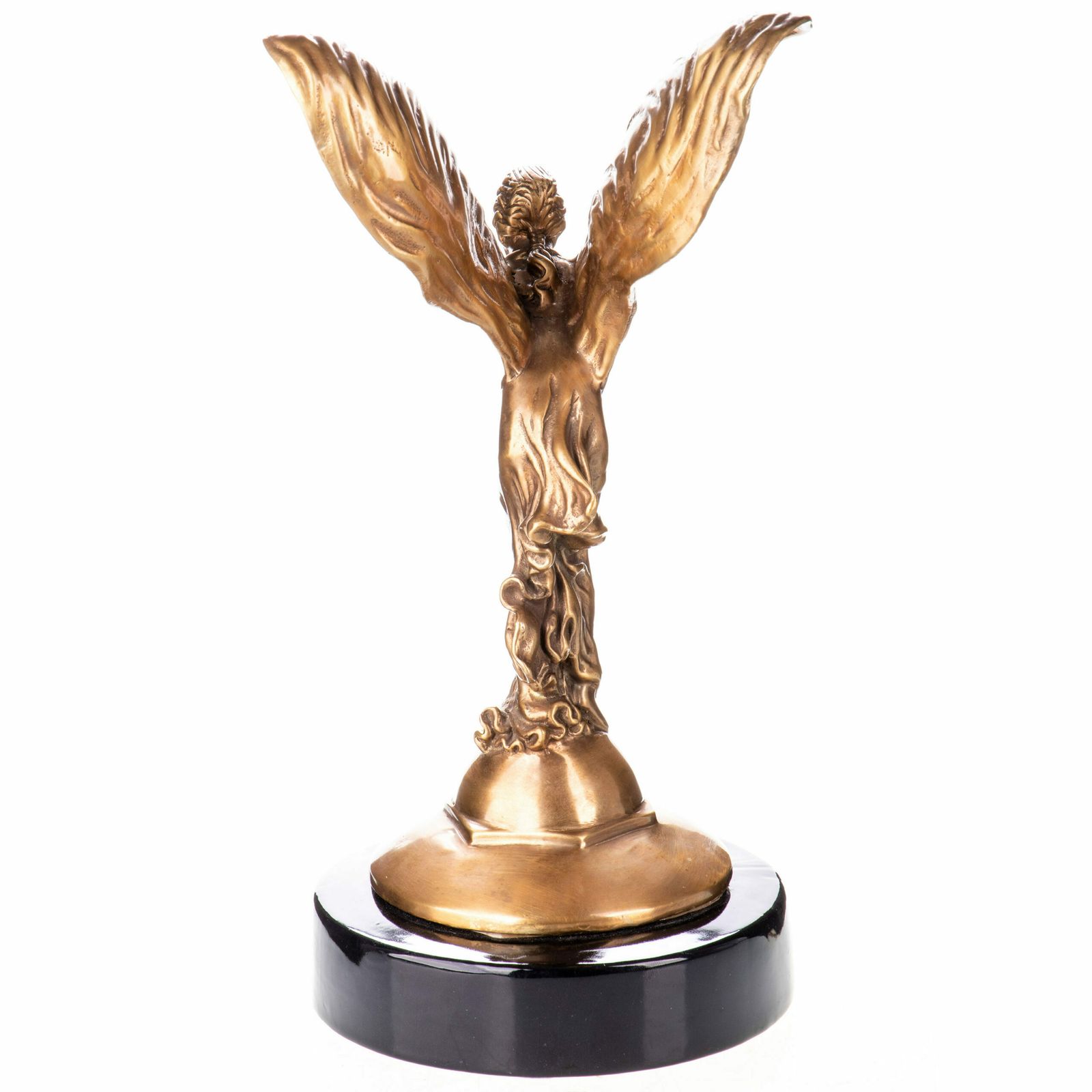 Antique Bronze Emily Rolls Royce Sculpture On Porcelain Pedestal photo furniture