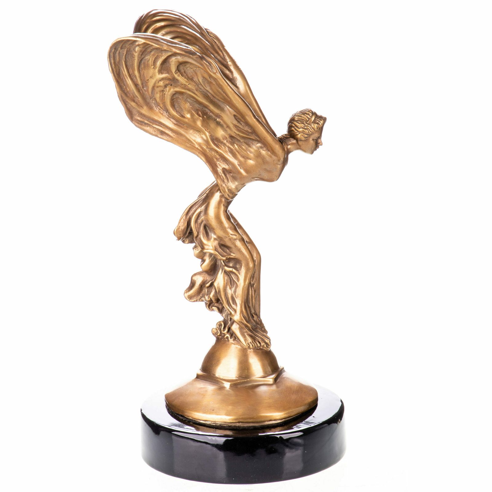 Antique Bronze Emily Rolls Royce Sculpture On Porcelain Pedestal photo for sale