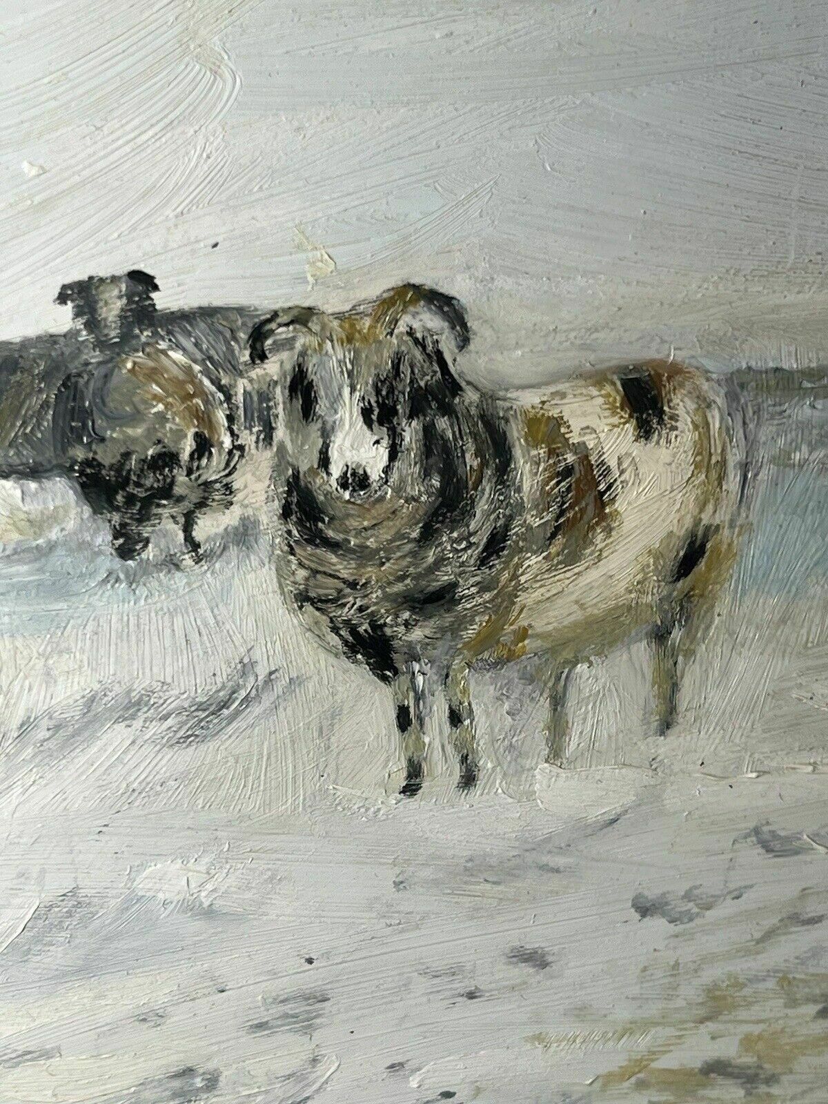 photo for sale British Contemporary Artist A Cheetham Horned Ewes In Winter Landscape
