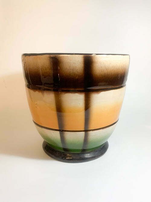 Orange And Green Ceramic Cachepot Vase By Galvani Pordenone, 1960s photo furniture